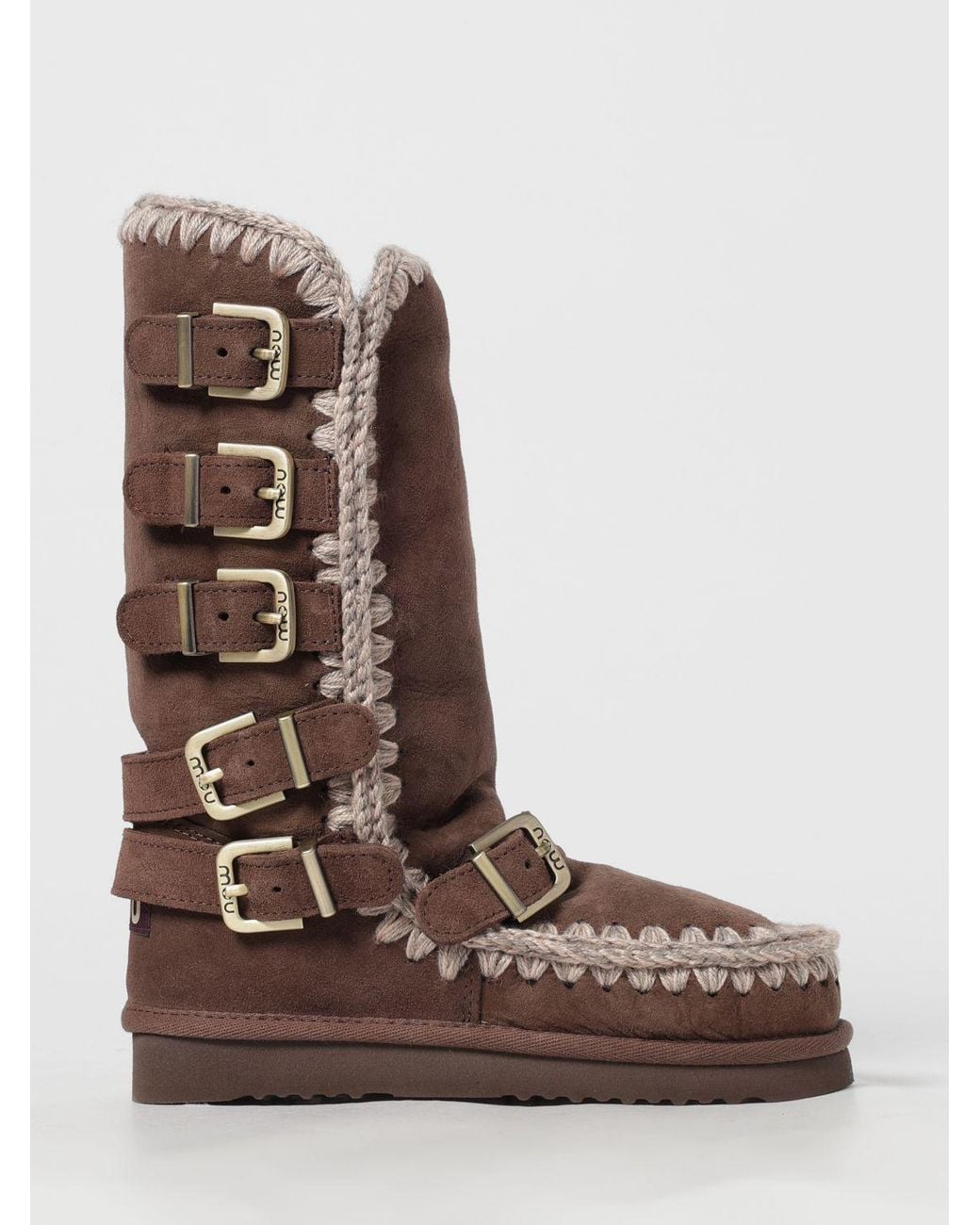 Mou Brown Flat Ankle Boot