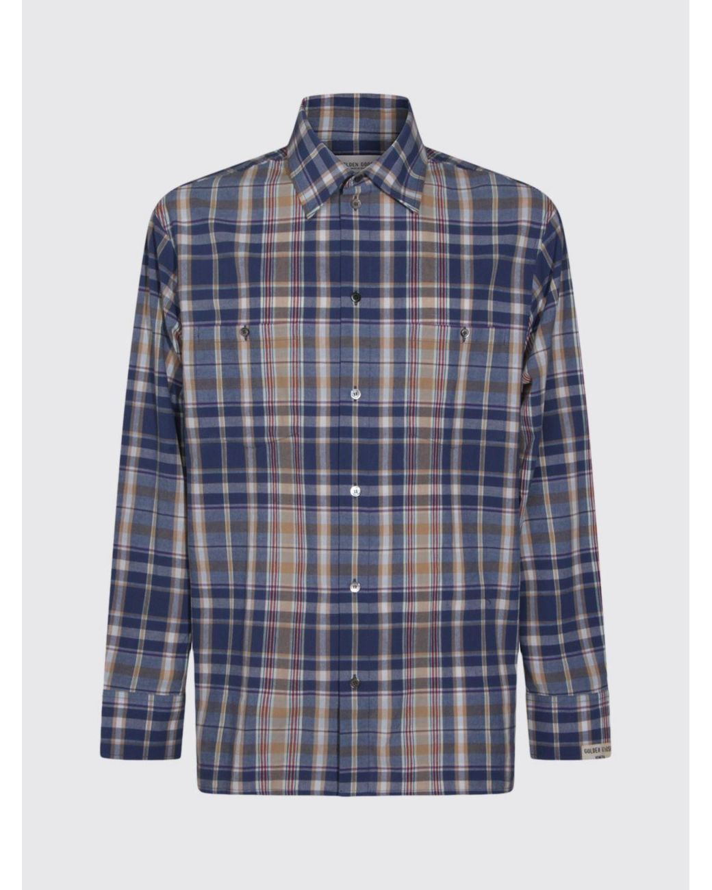 Golden Goose Deluxe Brand Blue Check Cotton Casual Shirt for men