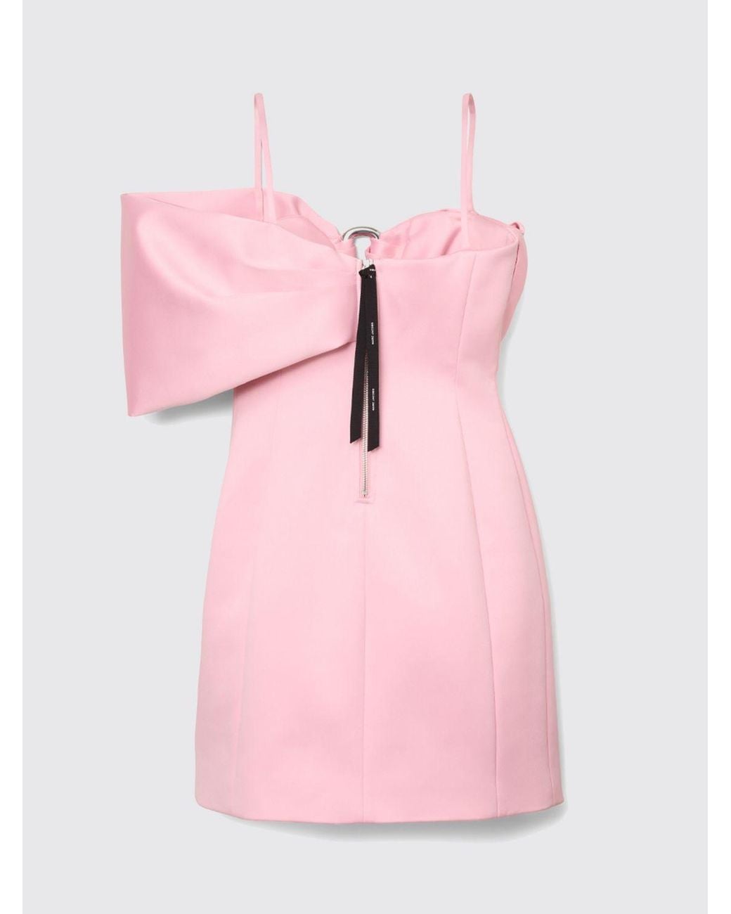 Marc Jacobs Pink One-Shoulder Satin Sheath Dress With Bow And Front Slit