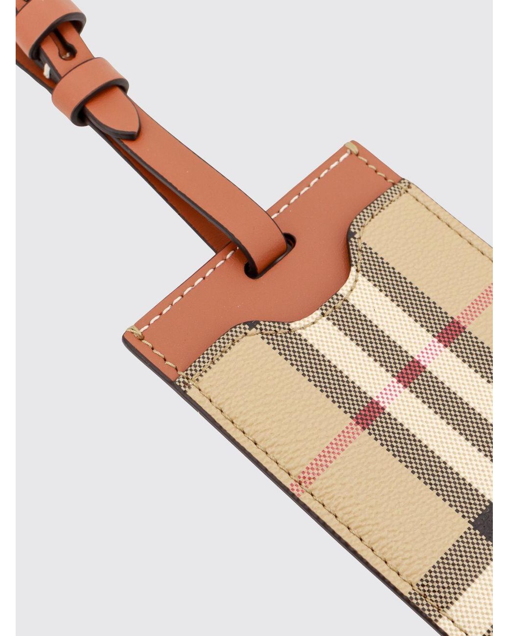 Burberry White Mini Vintage Check Travel Accessory With Leather Details