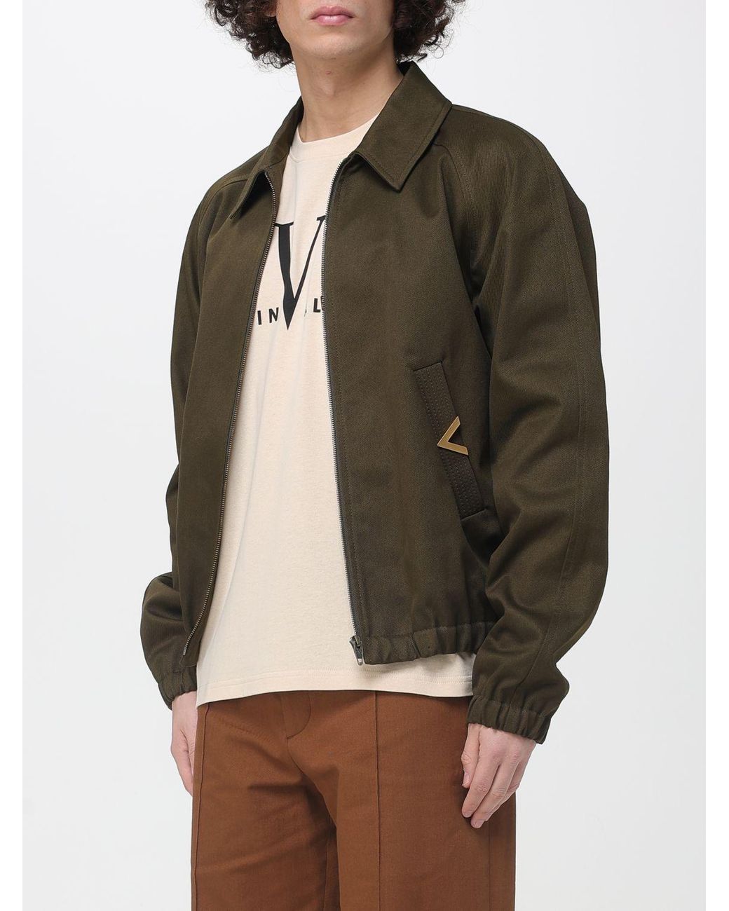 Valentino Green Gabardine Overshirt With Vgold for men