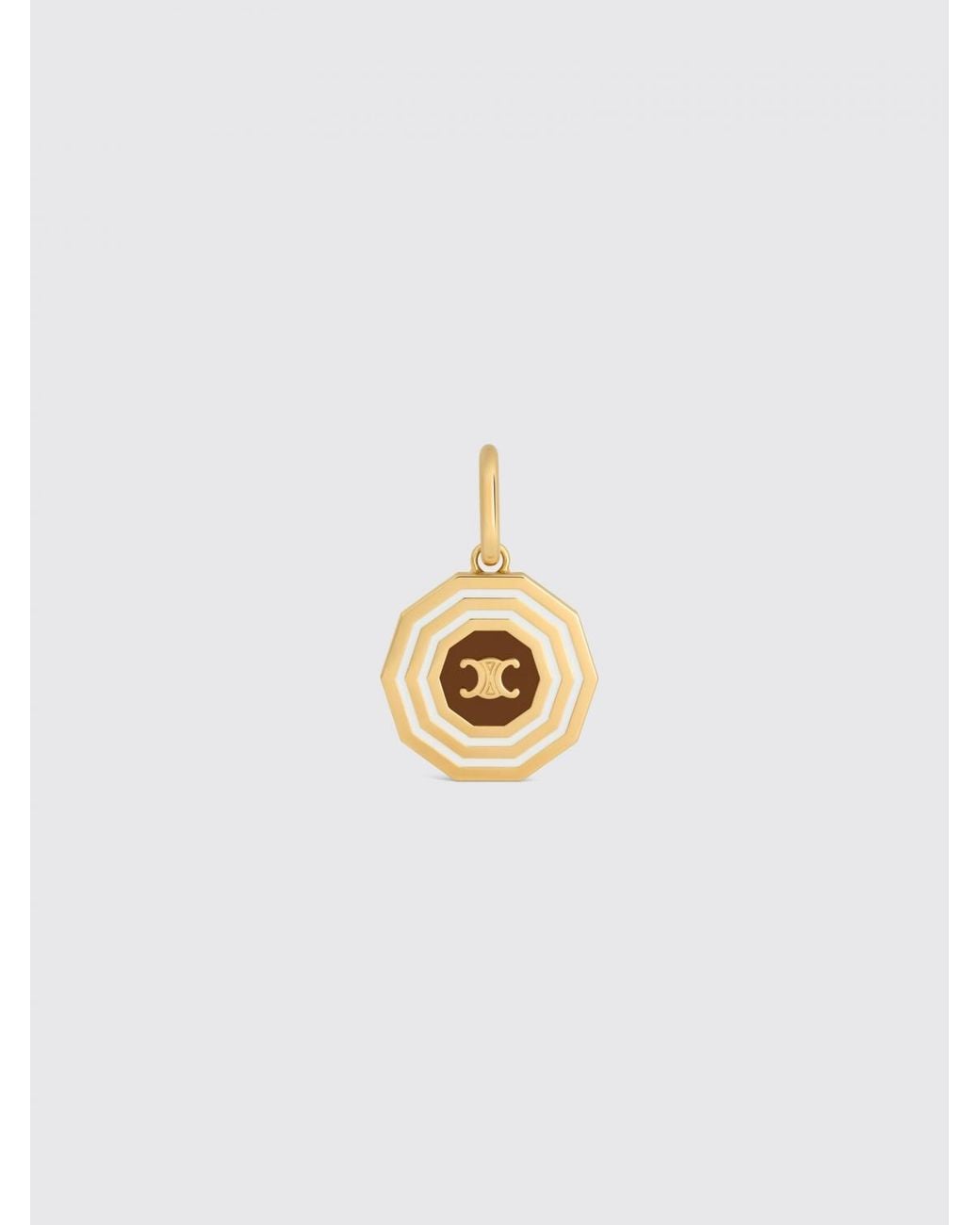 Céline White Triomphe Decagon Enamelled Brass Pendant