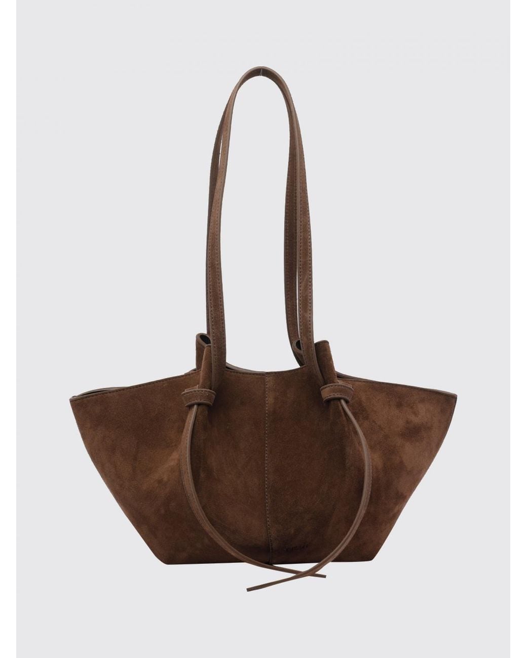Yuzefi Brown Mochi Flared Suede Calfskin Leather Shoulder Bag