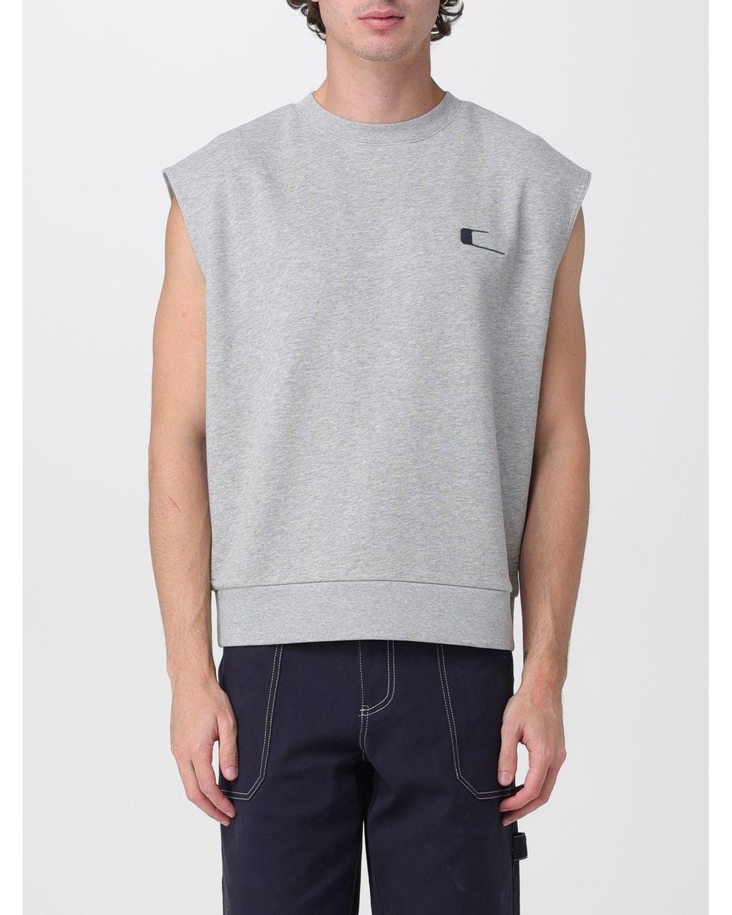 Carrera Gray Sleeveless Cotton Sweatshirt With Crew Neck And Contrast Logo for men