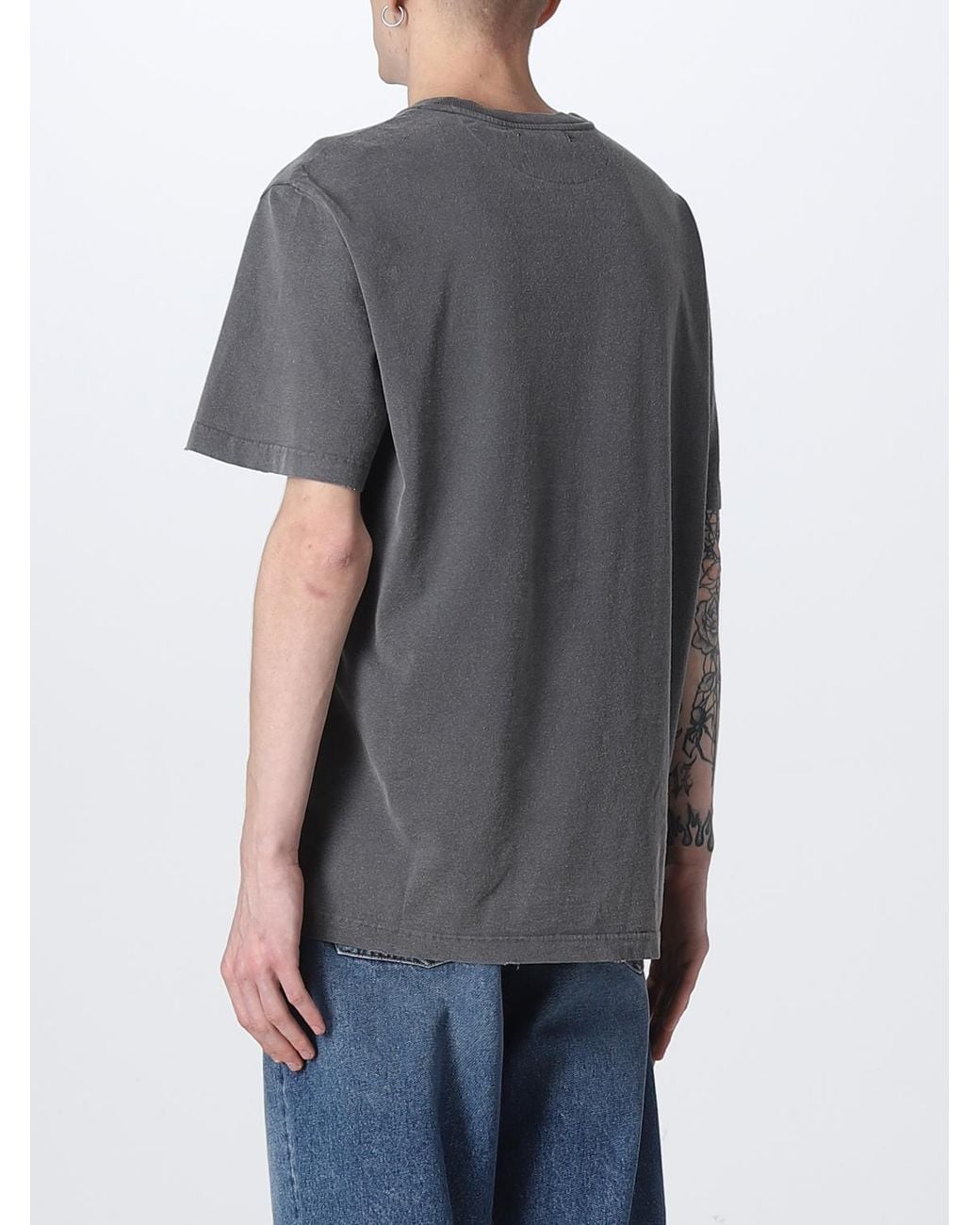 Golden Goose Deluxe Brand Gray Cotton T-shirt With Rhinestone Logo for men
