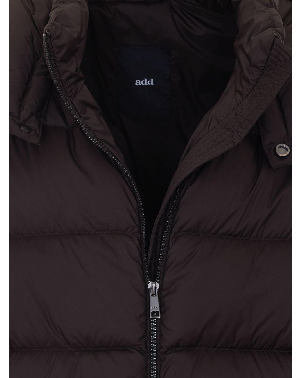 Add Blue Quilted Polyester Short Down Jacket With Hood And Metal Zip for men