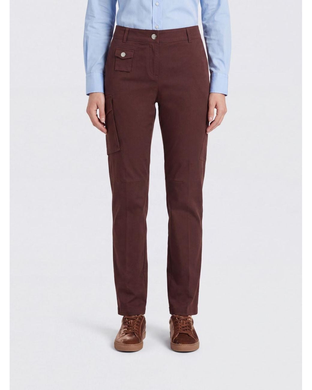 Ganni Red Slim Fit Stretch Organic Cotton Cargo Trousers