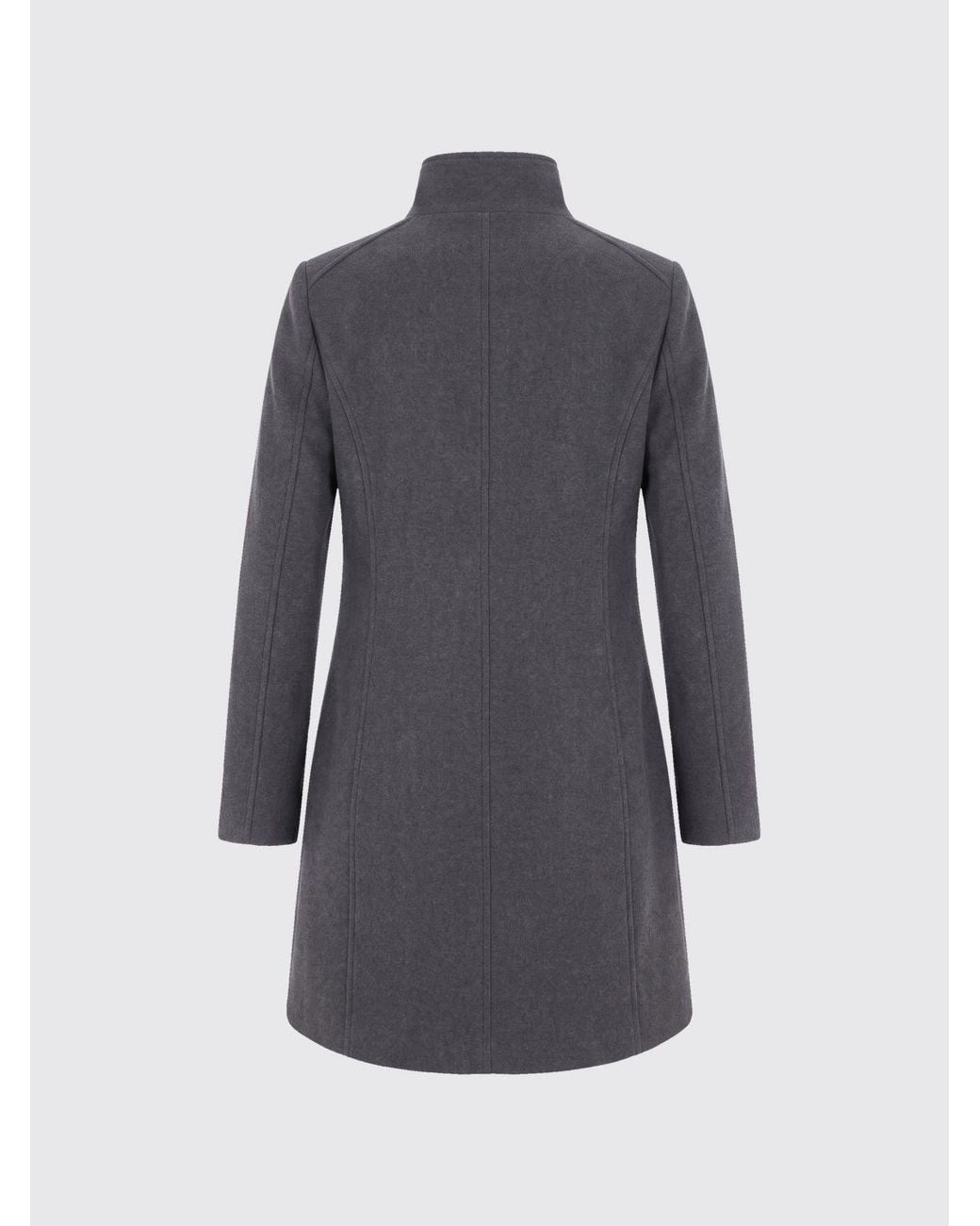 Liu Jo Gray Knee-Length Double-Breasted Wool-Blend Coat With High Neck