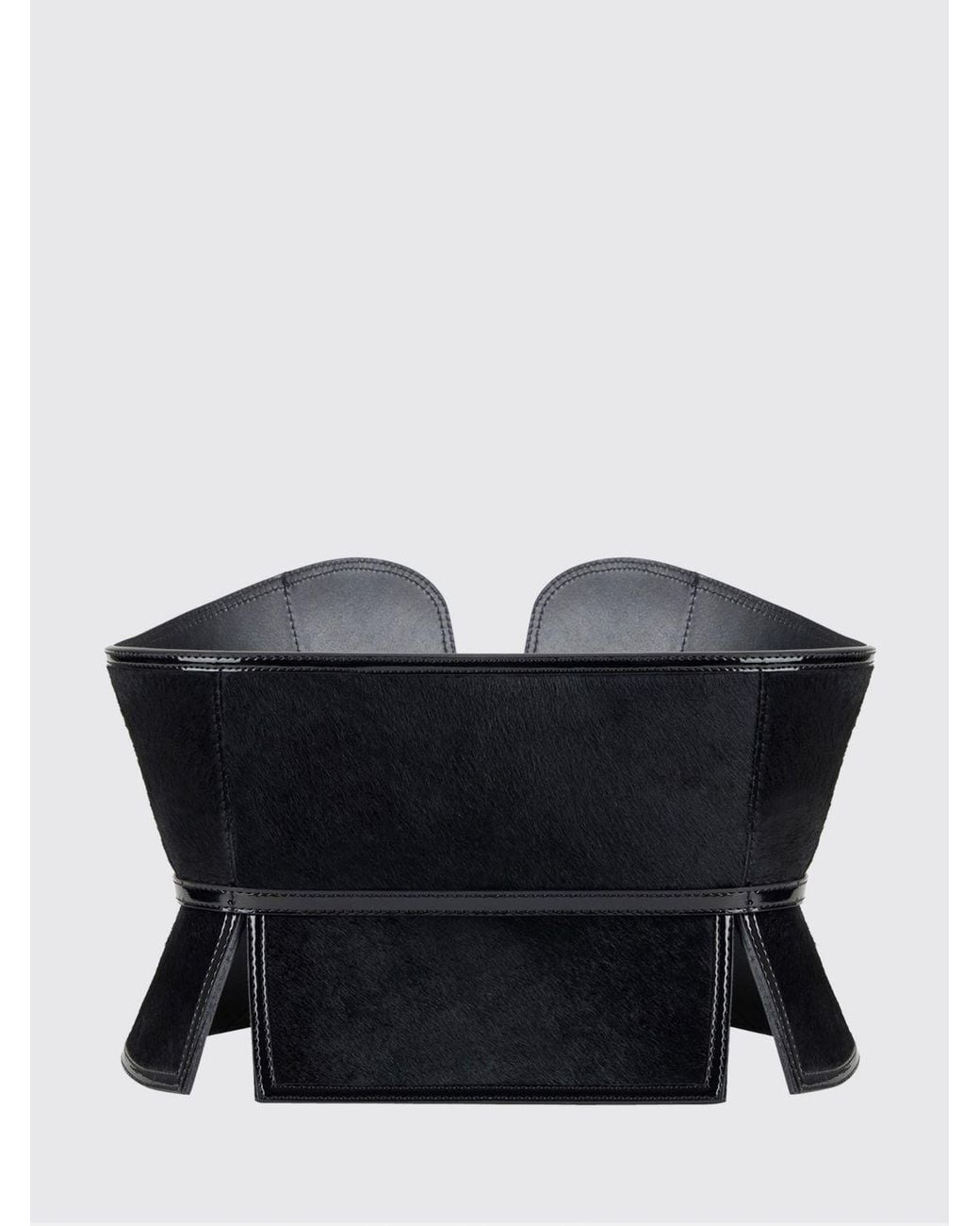 Elisabetta Franchi Black Adjustable Leather And Pony Hair Corset Belt