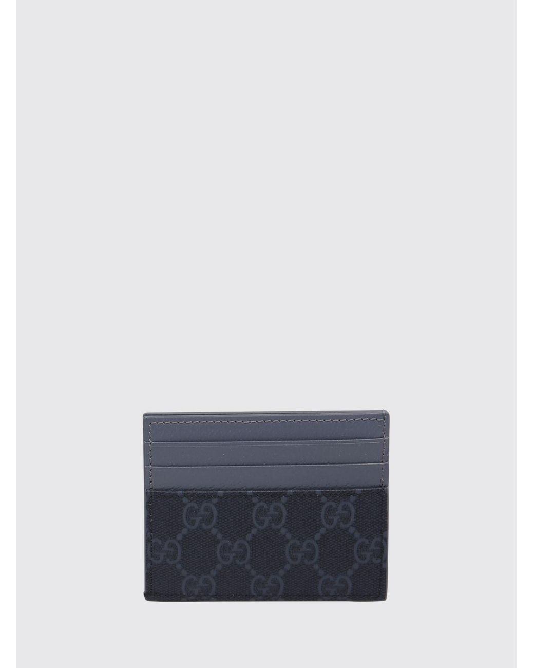 Gucci Blue Gg Supreme Canvas Flat Card Holder With Leather Details for men