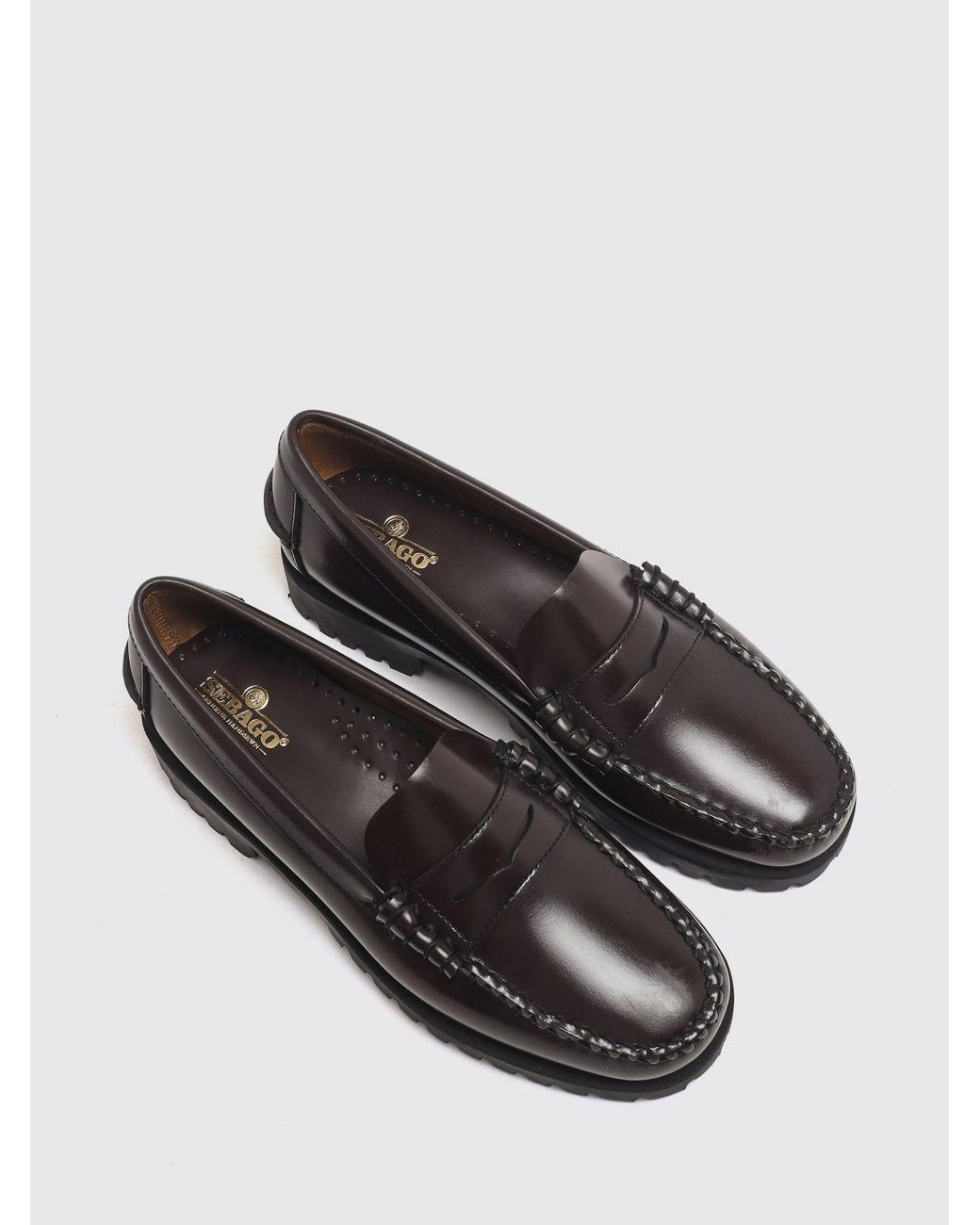 Sebago White Smooth Leather Penny Loafers With Notched Rubber Sole