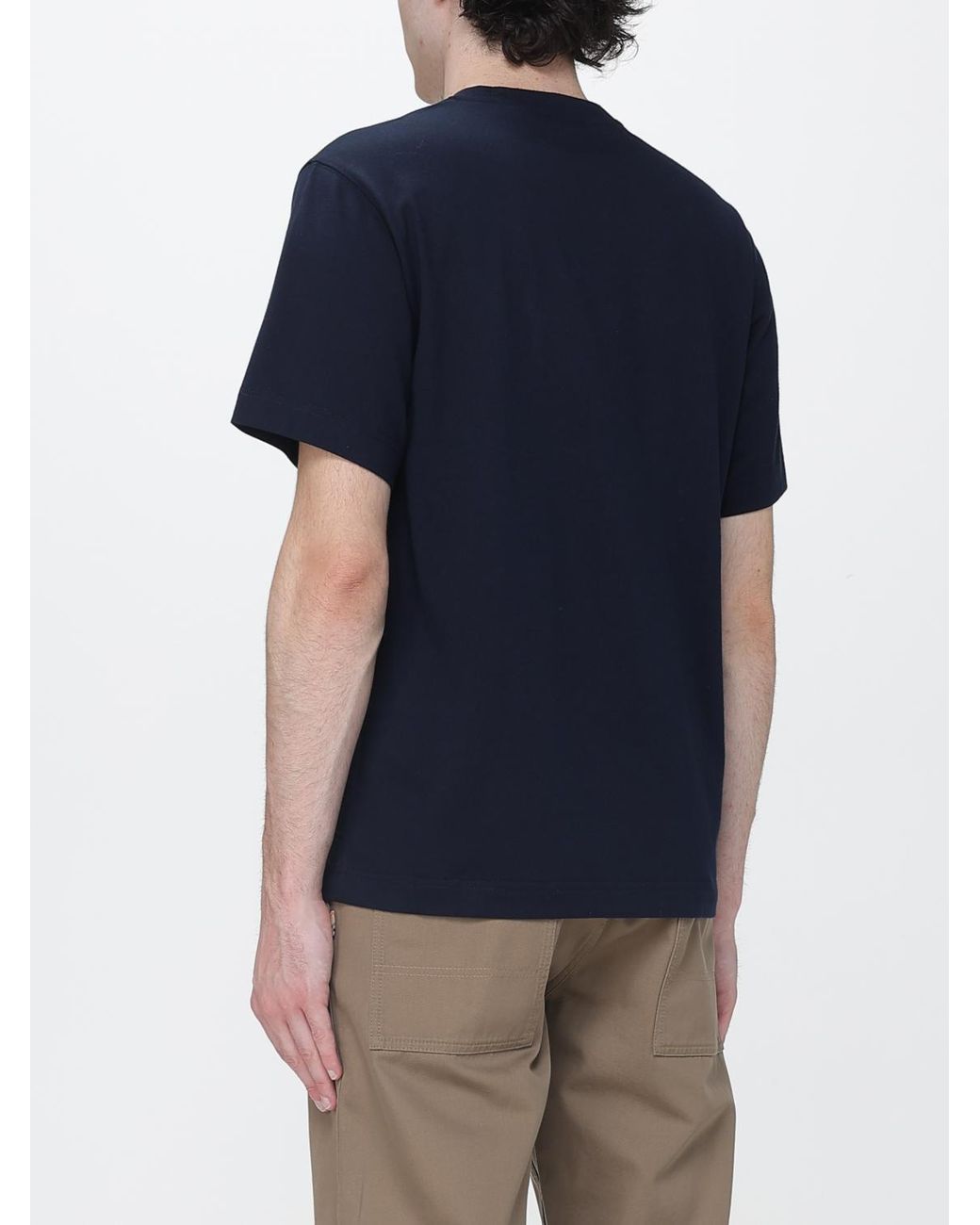 Burberry Blue Cotton T-Shirt With Crew Neck And Equestrian Knight Logo Detail for men