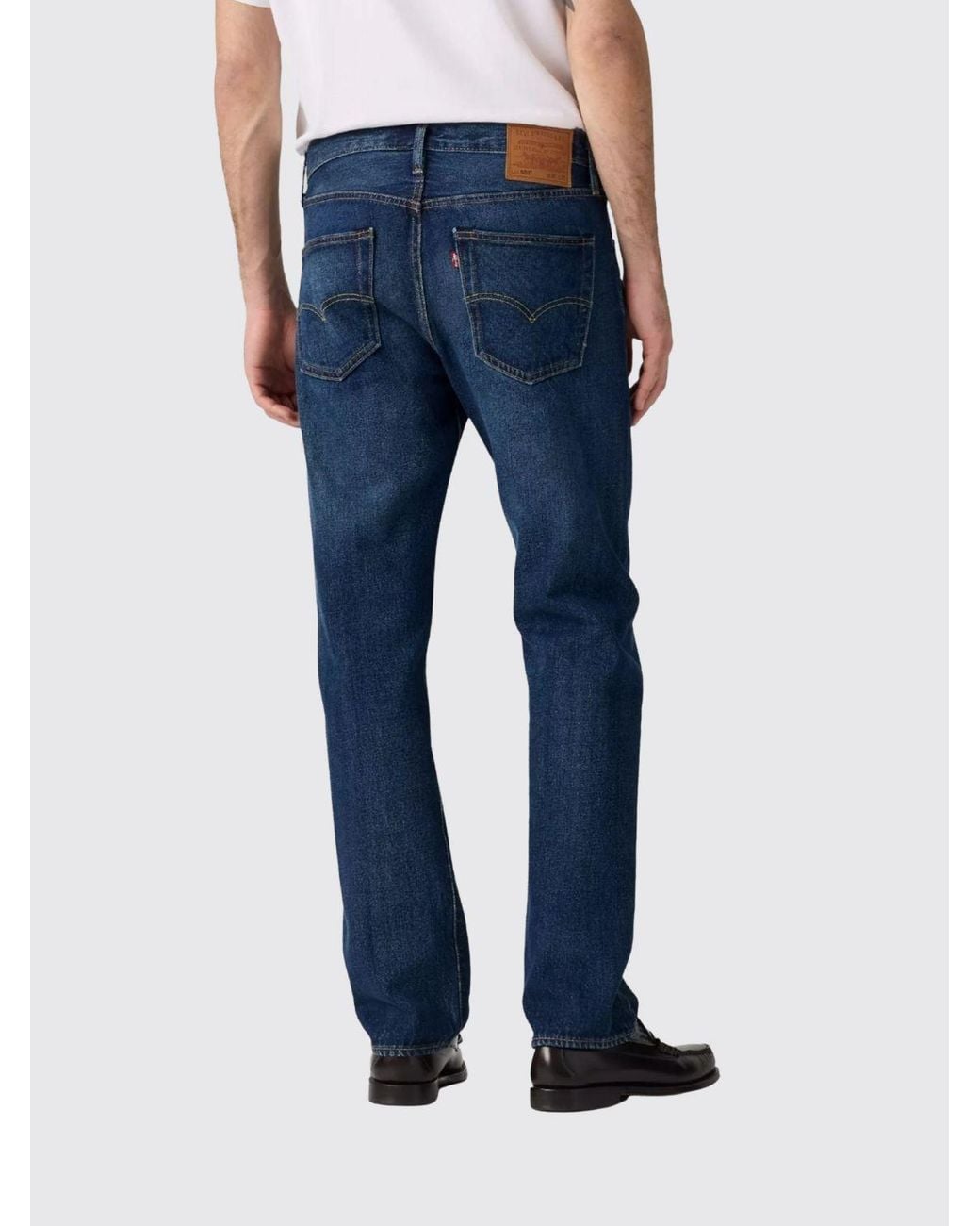 Levi's Blue 5-Pocket Straight-Fit Cotton Denim Jeans for men