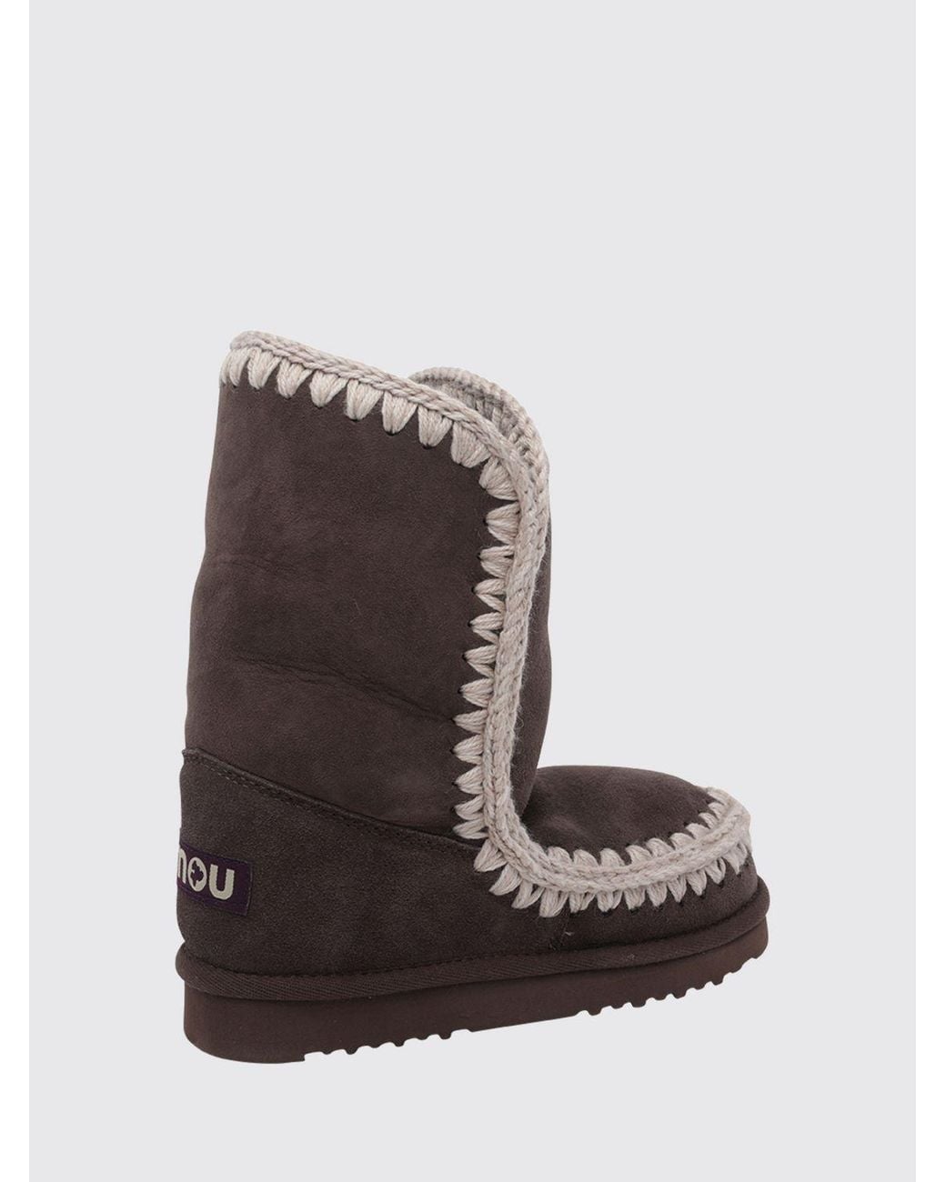Mou Brown Eskimo Suede Boots With Wool Stitching
