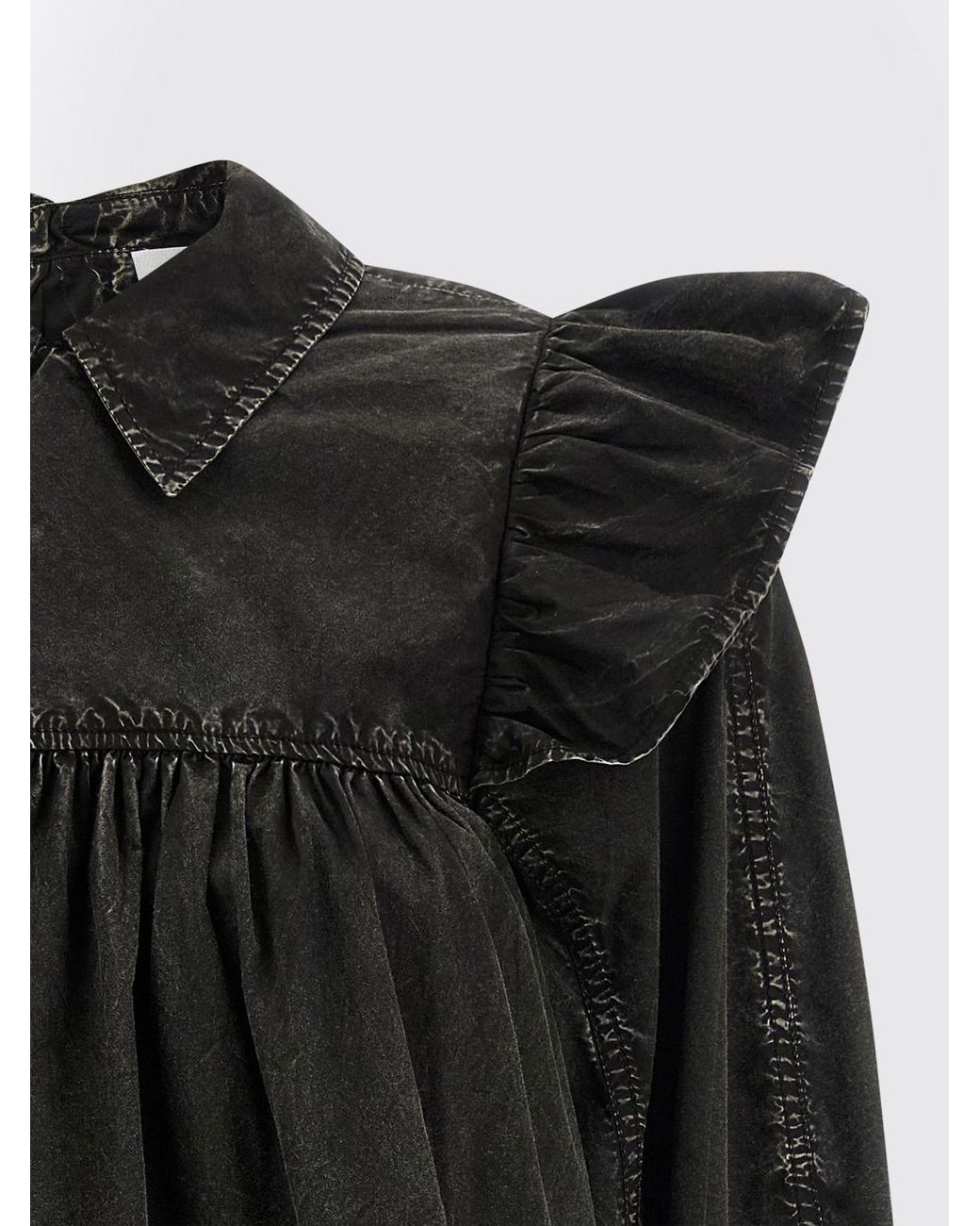 Ganni Black Organic Cotton Denim Blouse