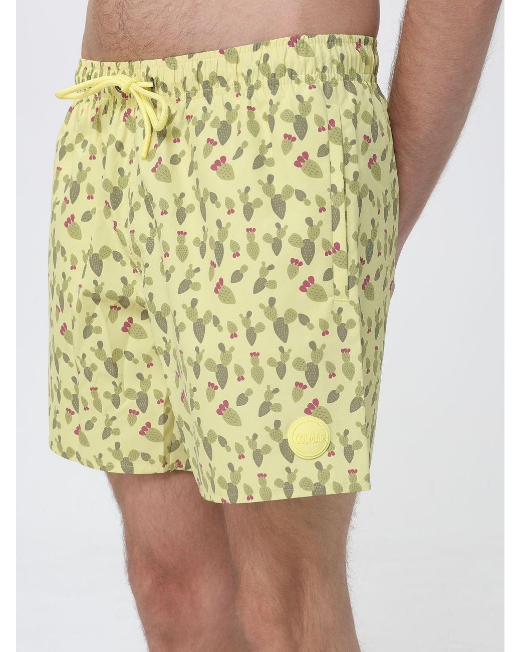 Colmar Yellow Printed Polyester Boxer Swim Trunks for men
