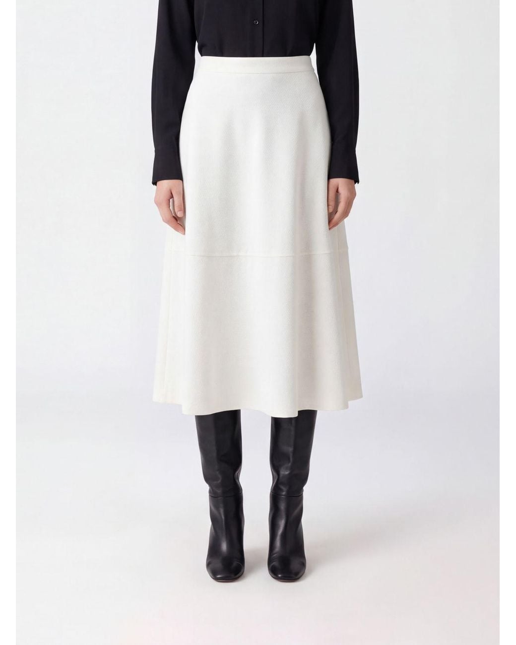 Liviana Conti White High-Waisted A-Line Midi Skirt