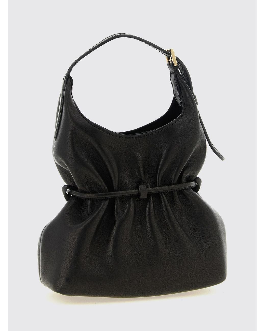 Balmain Black Sphynx Ruched Lambskin Mini Bag With Adjustable Handle