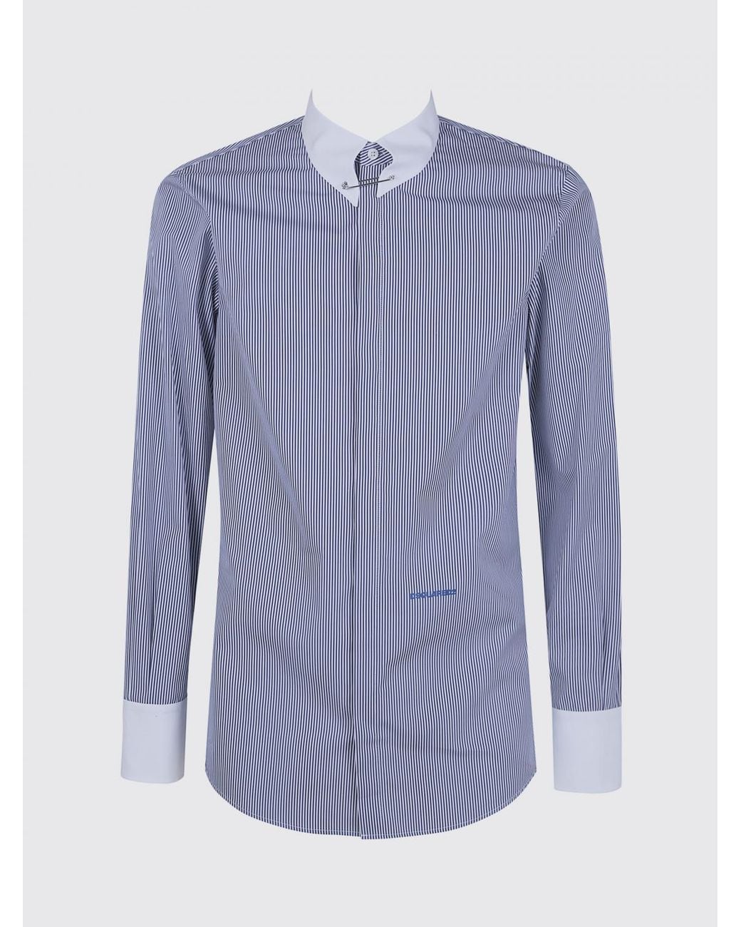 DSquared² Blue Striped Cotton Shirt for men