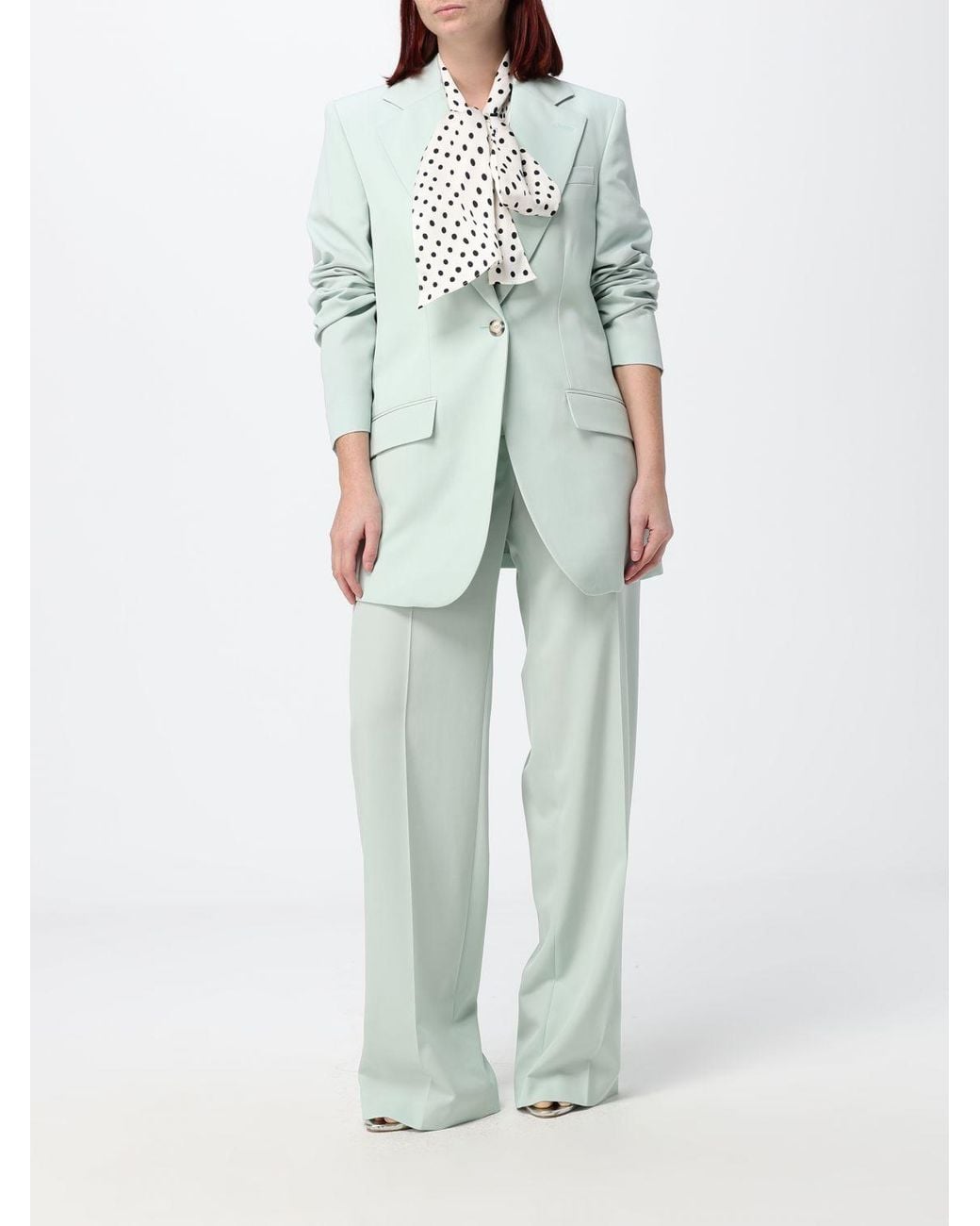 Stella McCartney White Polka-Dot Viscose Shirt With Pussy-Bow Collar