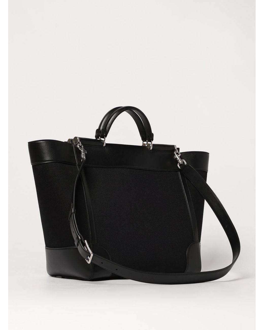 Dolce & Gabbana Black Leather-Trimmed Tote Bag for men