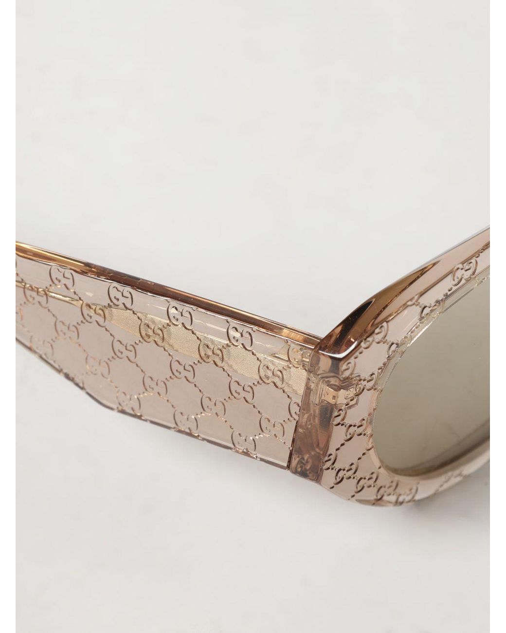 Gucci Natural Tortoiseshell Acetate Sunglasses With Embossed Gg Monogram