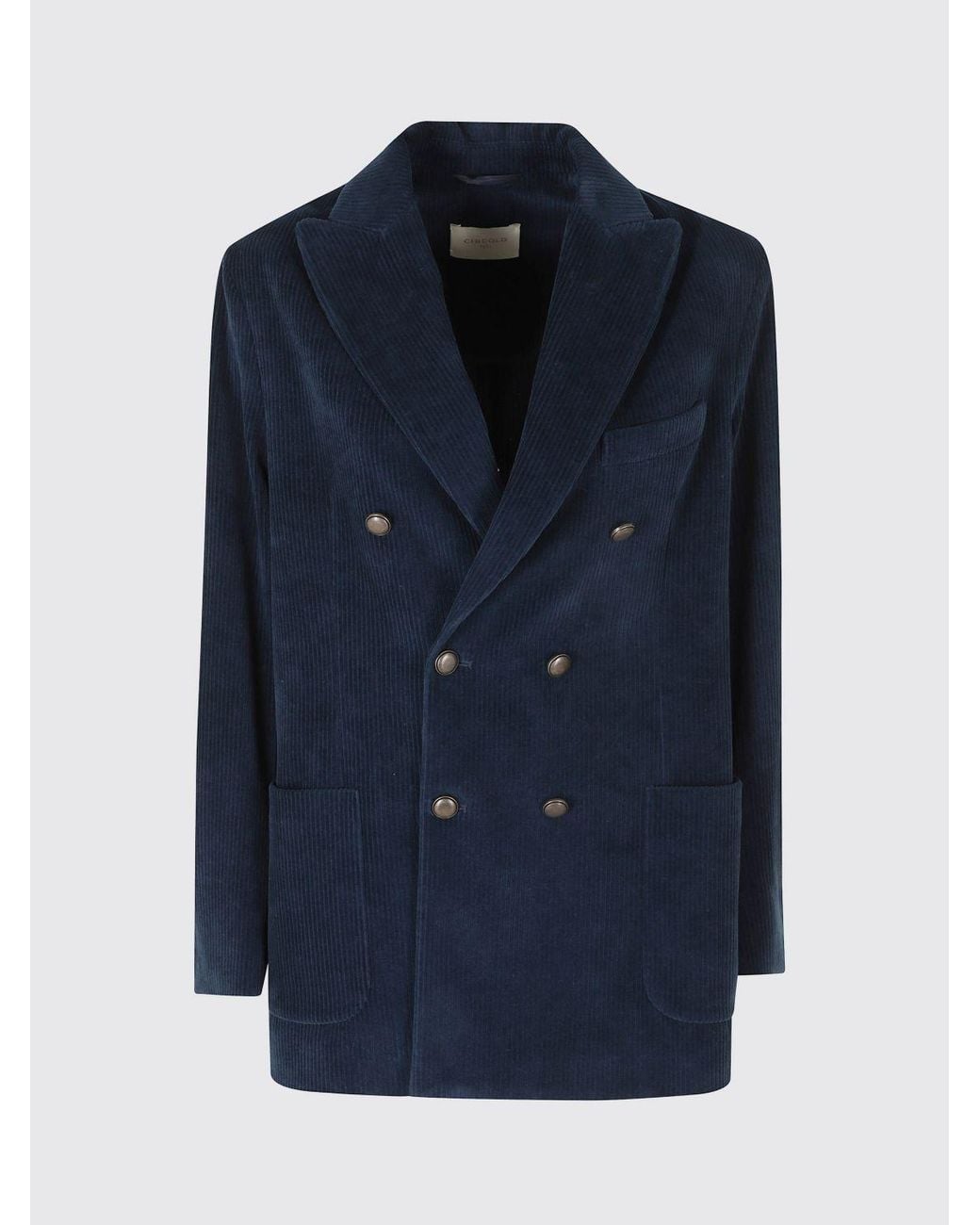 Circolo 1901 Blue Double-Breasted Velvet Blazer With Peak Lapels