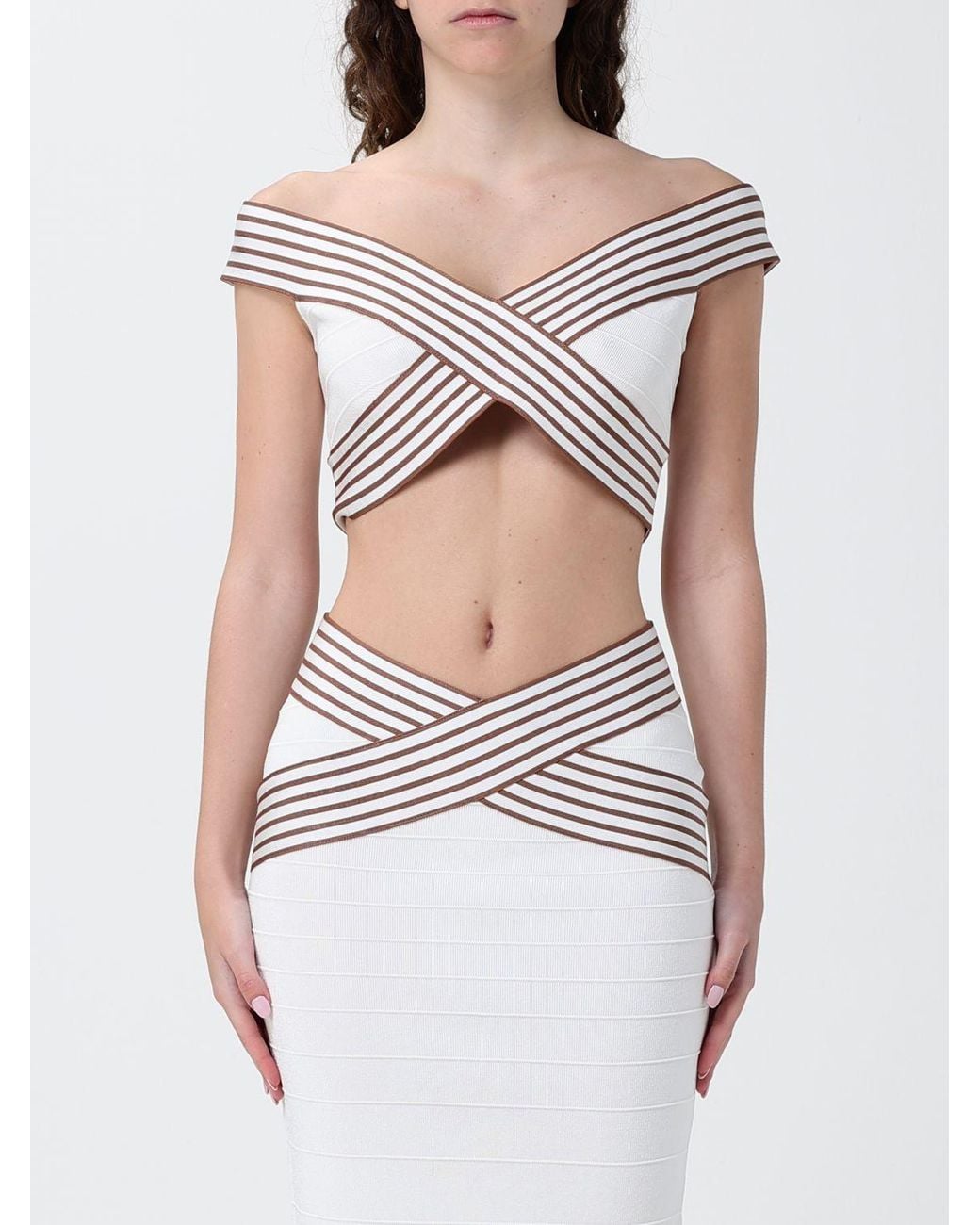 Elisabetta Franchi White Cropped Fit Jersey Top
