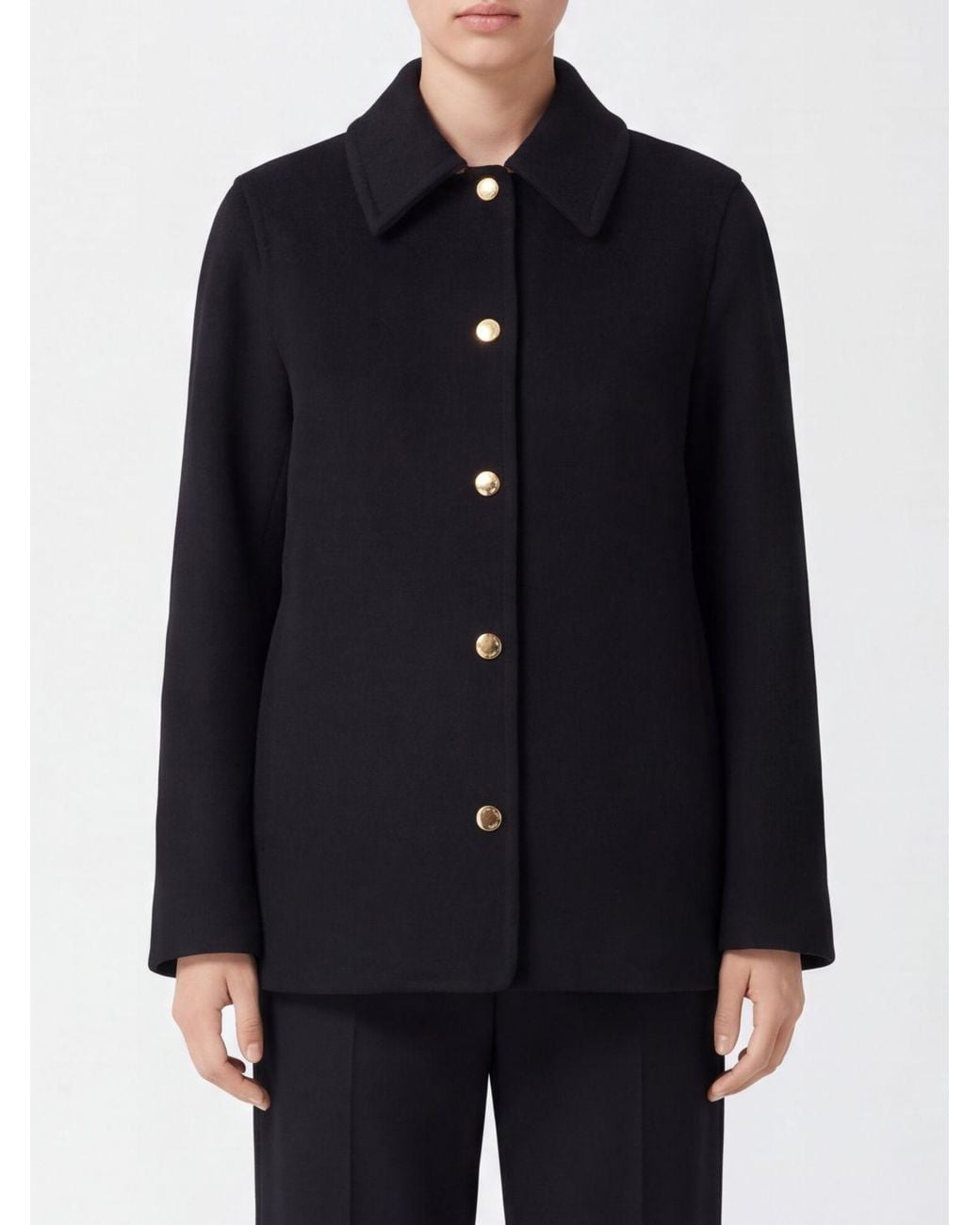 Burberry Blue Single-Breasted Short Wool Coat With Classic Collar