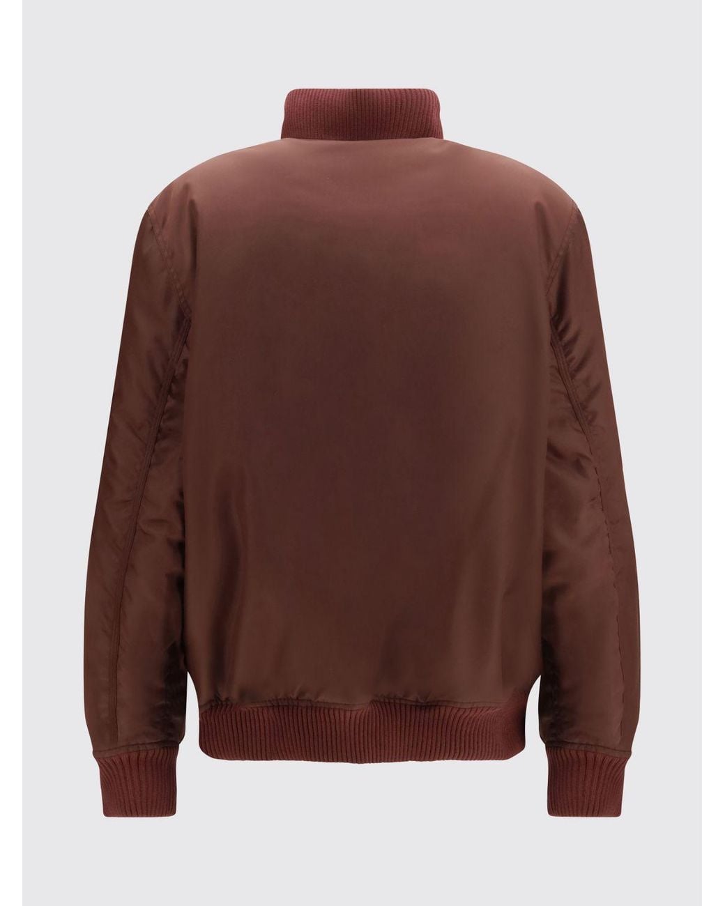 Off-White c/o Virgil Abloh Brown Cropped Nylon Bomber Jacket With Dropped Shoulders And Zip Closure