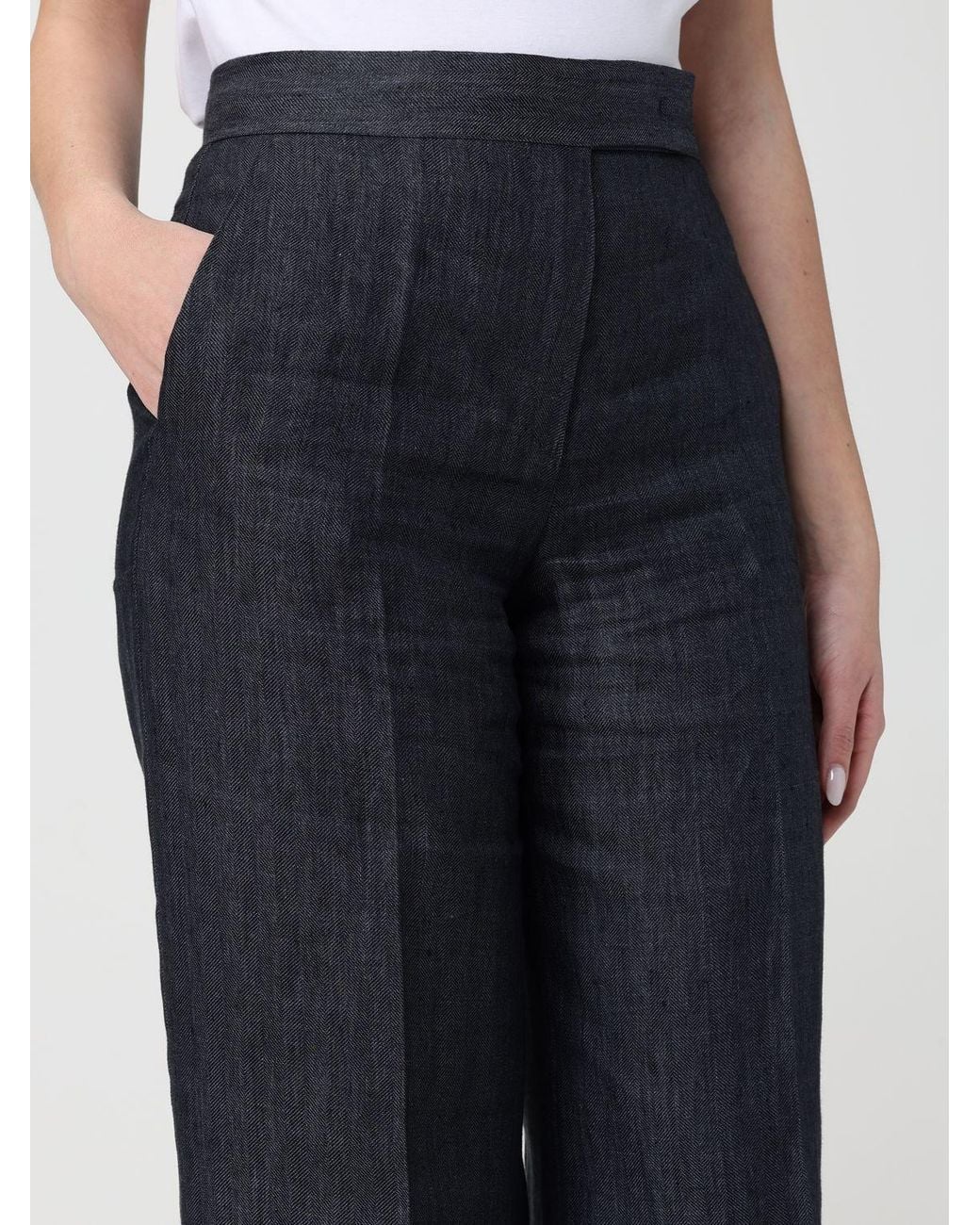 Max Mara Blue Deserto Linen Palazzo Trousers