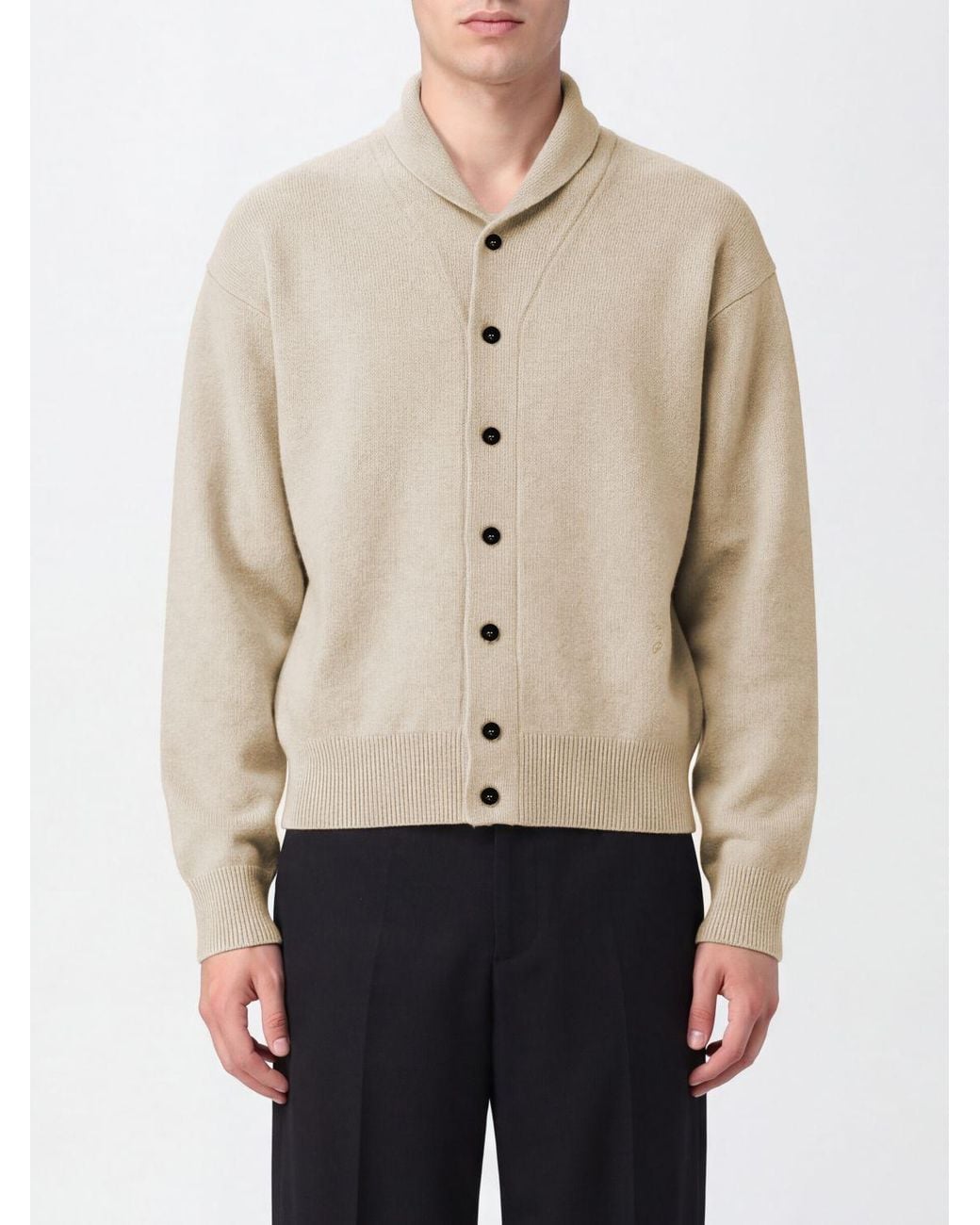Jacquemus Natural Shawl Collar Merino Wool And Cashmere Cardigan for men