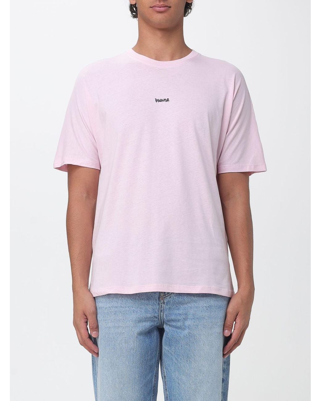 DISCLAIMER Pink Relaxed Fit Cotton T-Shirt With Graffiti Print And Dropped Shoulders for men