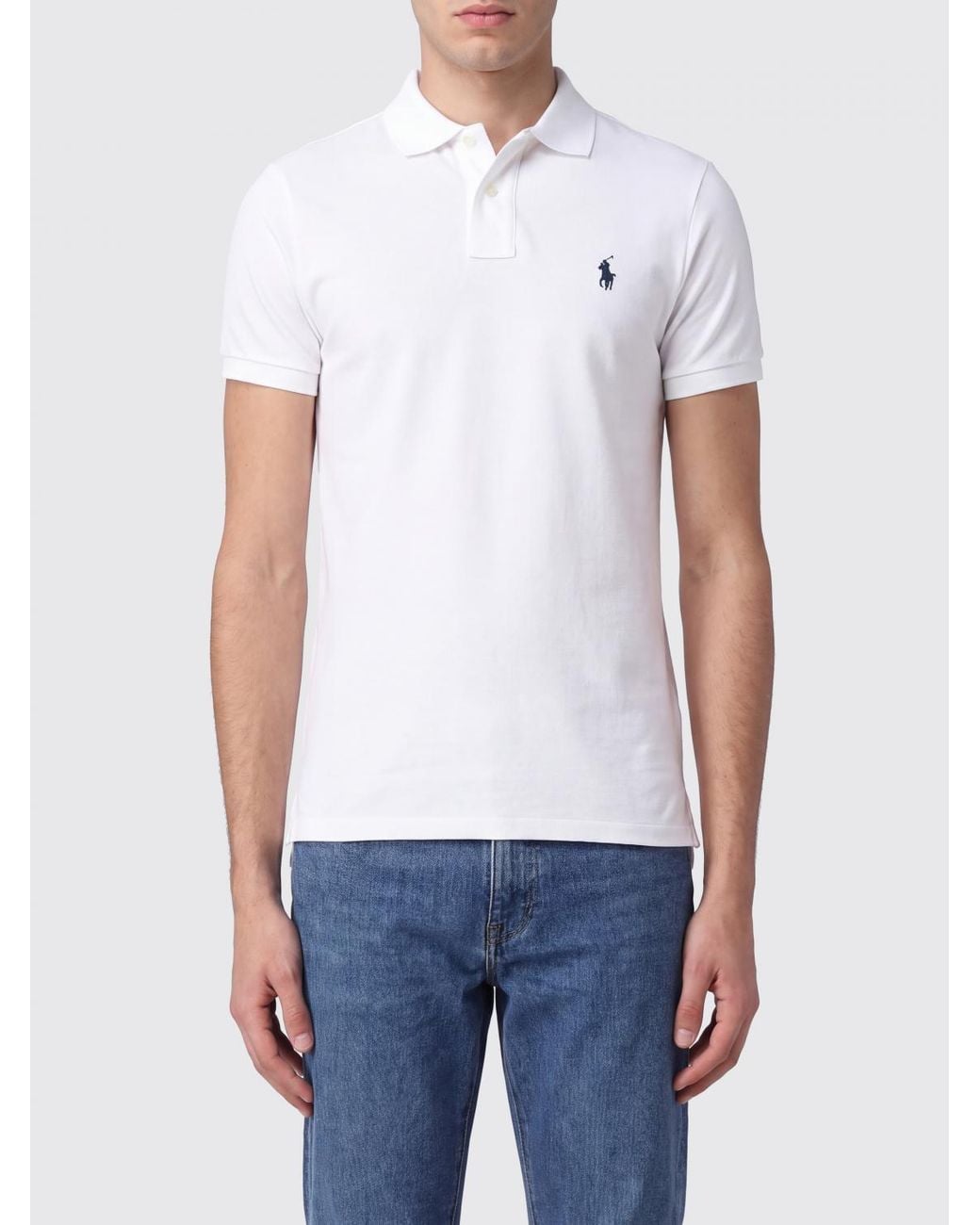 Polo Ralph Lauren White Short-Sleeve Cotton Polo With Contrast Pony Logo for men