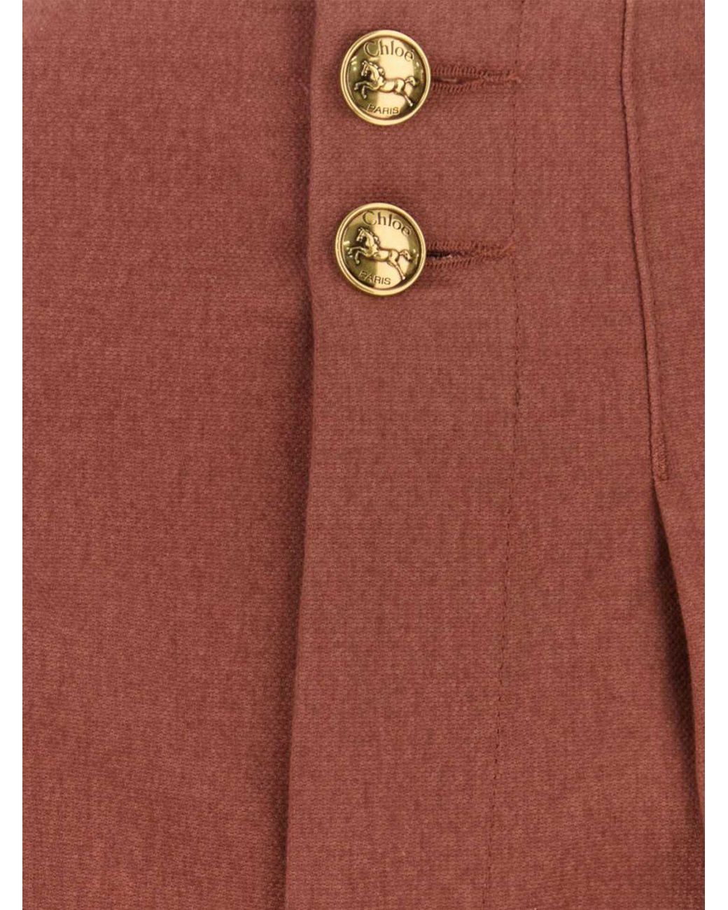 Chloé Red ChloÉ High-Waisted Cotton Palazzo Trousers With Pleats