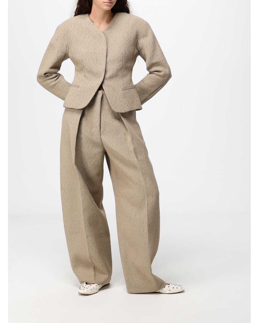 Jacquemus Natural Cropped Single-Breasted Wool And Cotton-Blend Blazer