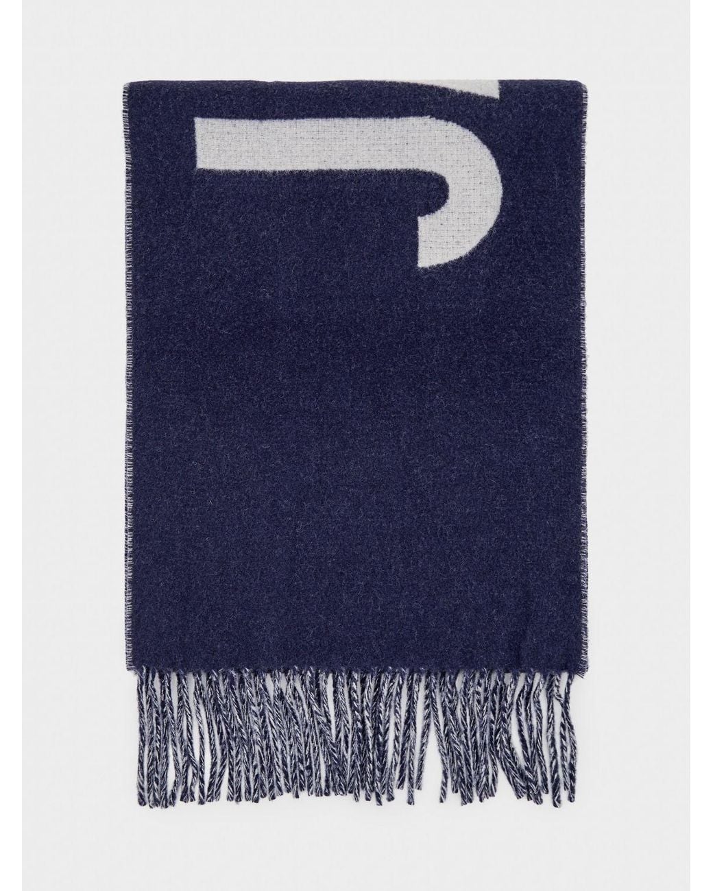 Jacquemus Blue Cotton Scarf With Contrasting Jacquard Logo And Fringed Edges for men