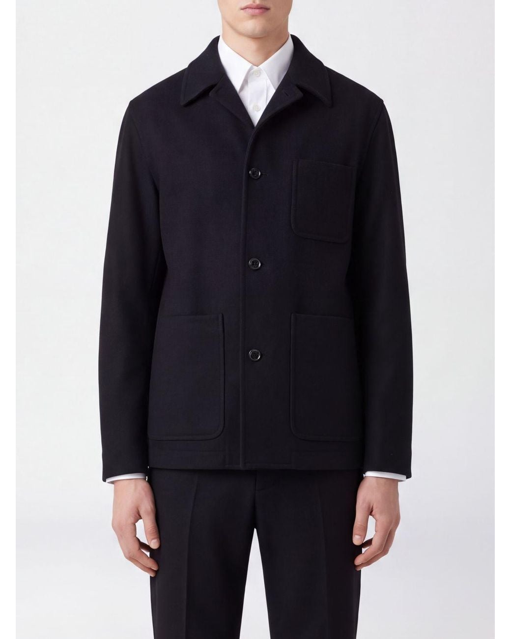 Lardini Blue Pure Cashmere Shirt Jacket With Patch Pockets And Classic Collar for men