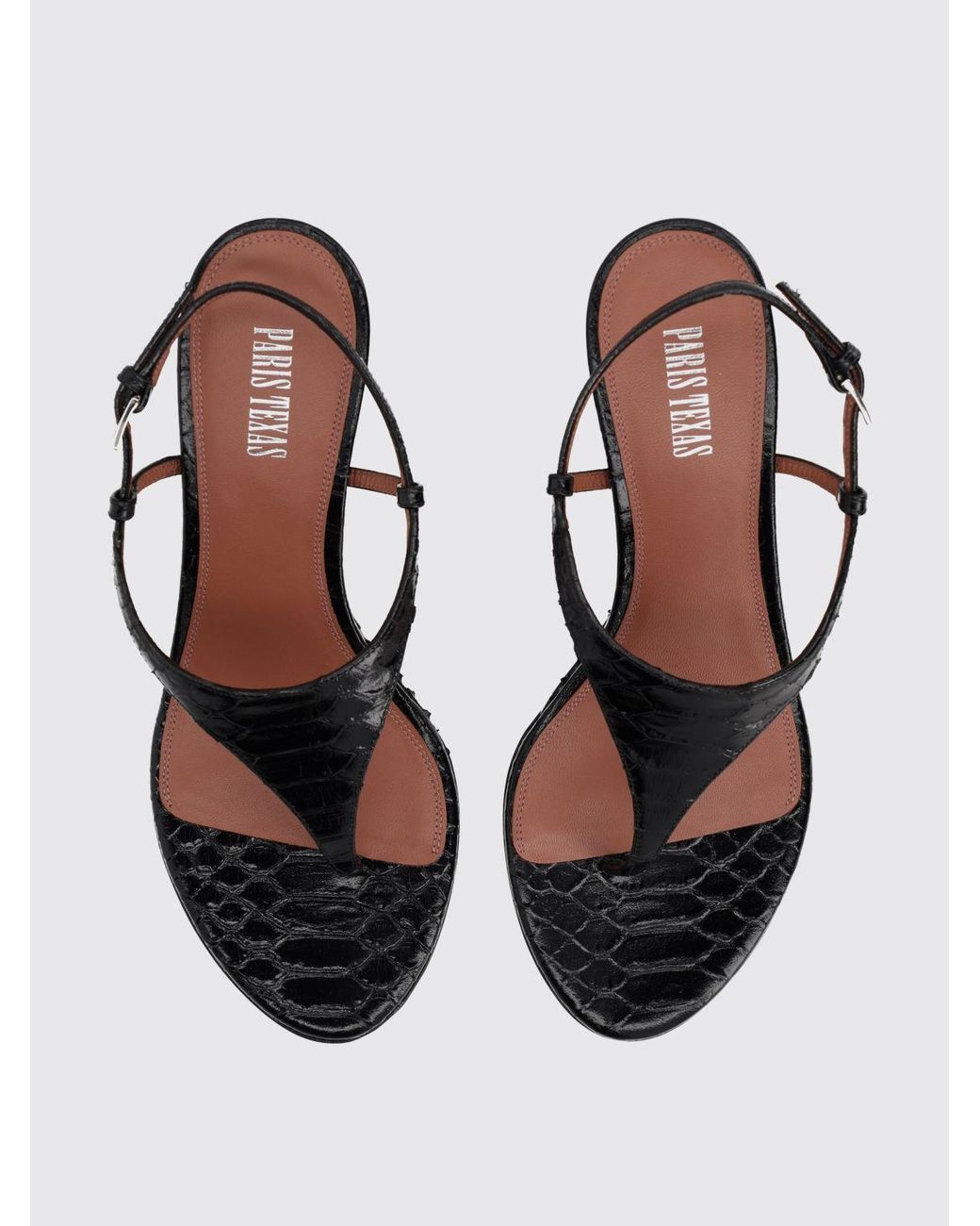 Paris Texas Black Nina Python-Effect Leather Wedge Sandals With Ankle Strap