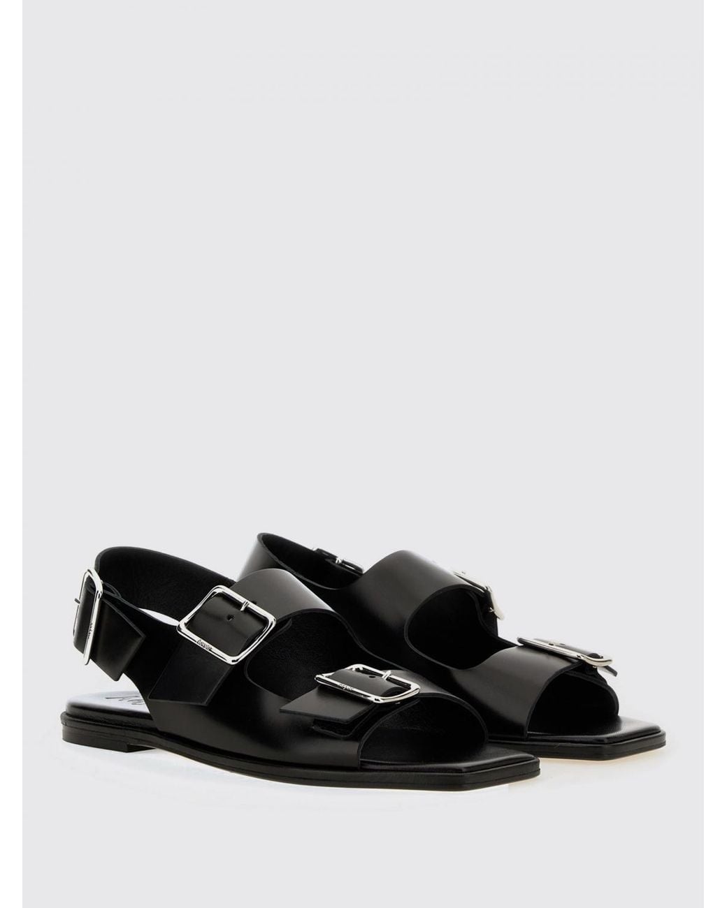 Aeyde Black Buckle Sandals Flat Minimalist Design