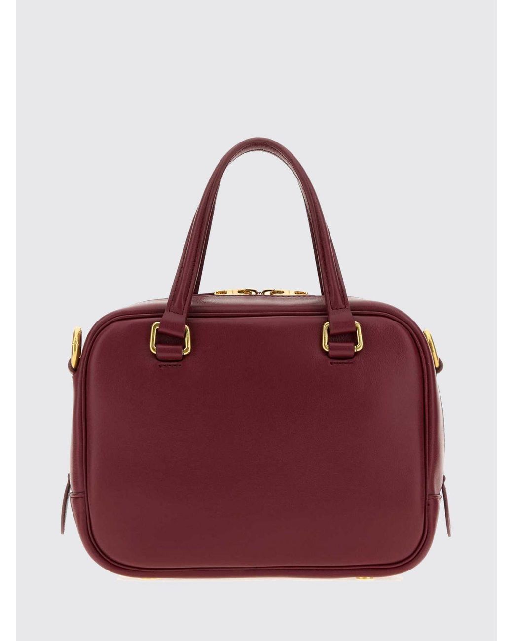 Jil Sander Red Vision Mini Sheepskin Leather Handbag With Double Handle