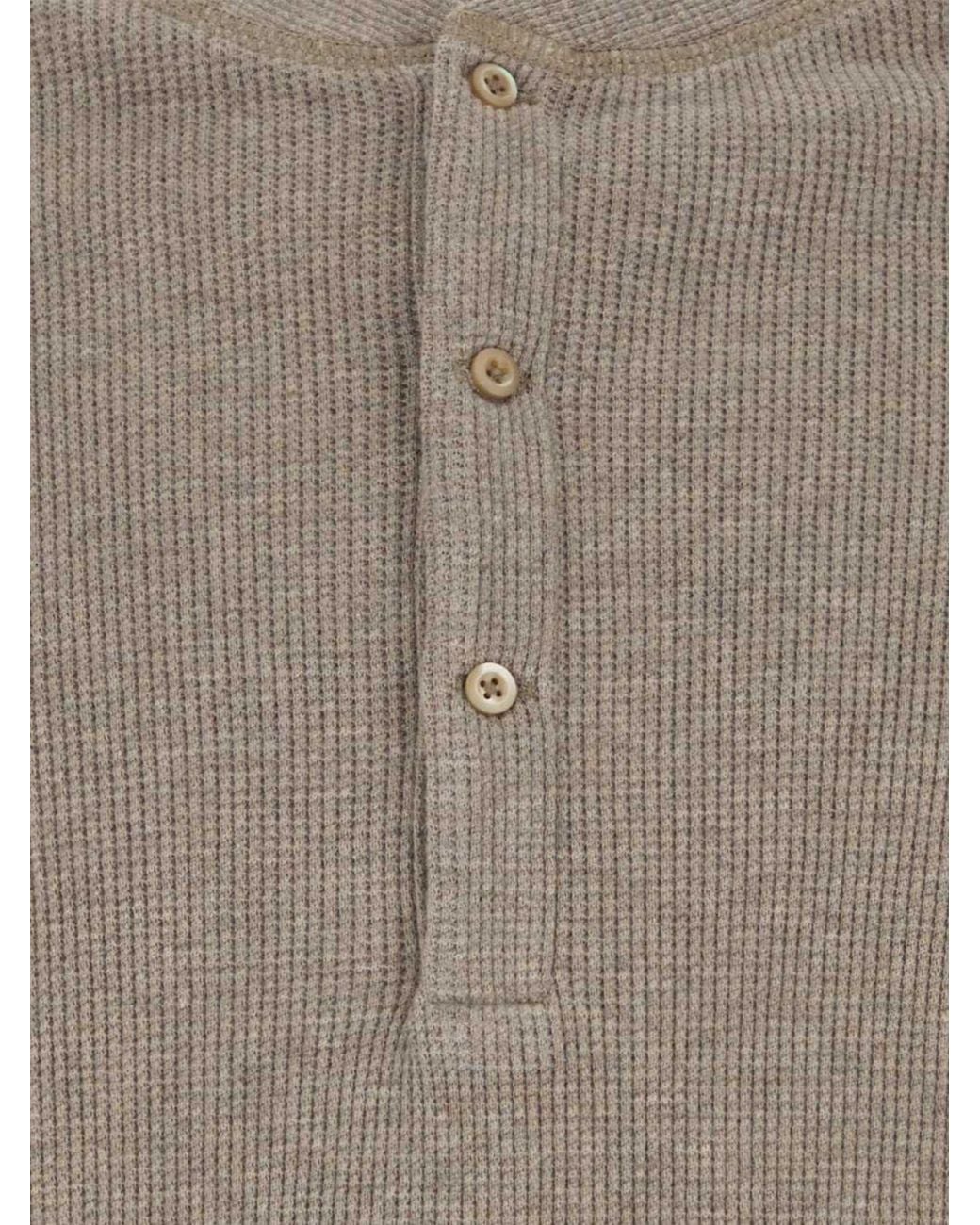 Brunello Cucinelli Blue Long-Sleeved Cotton And Cashmere Henley Shirt for men