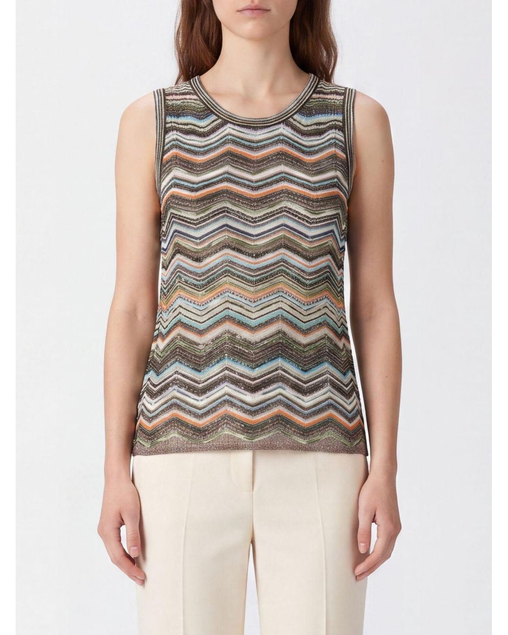 Missoni Multicolor Off-The-Shoulder Zigzag Knit Viscose Blend Top