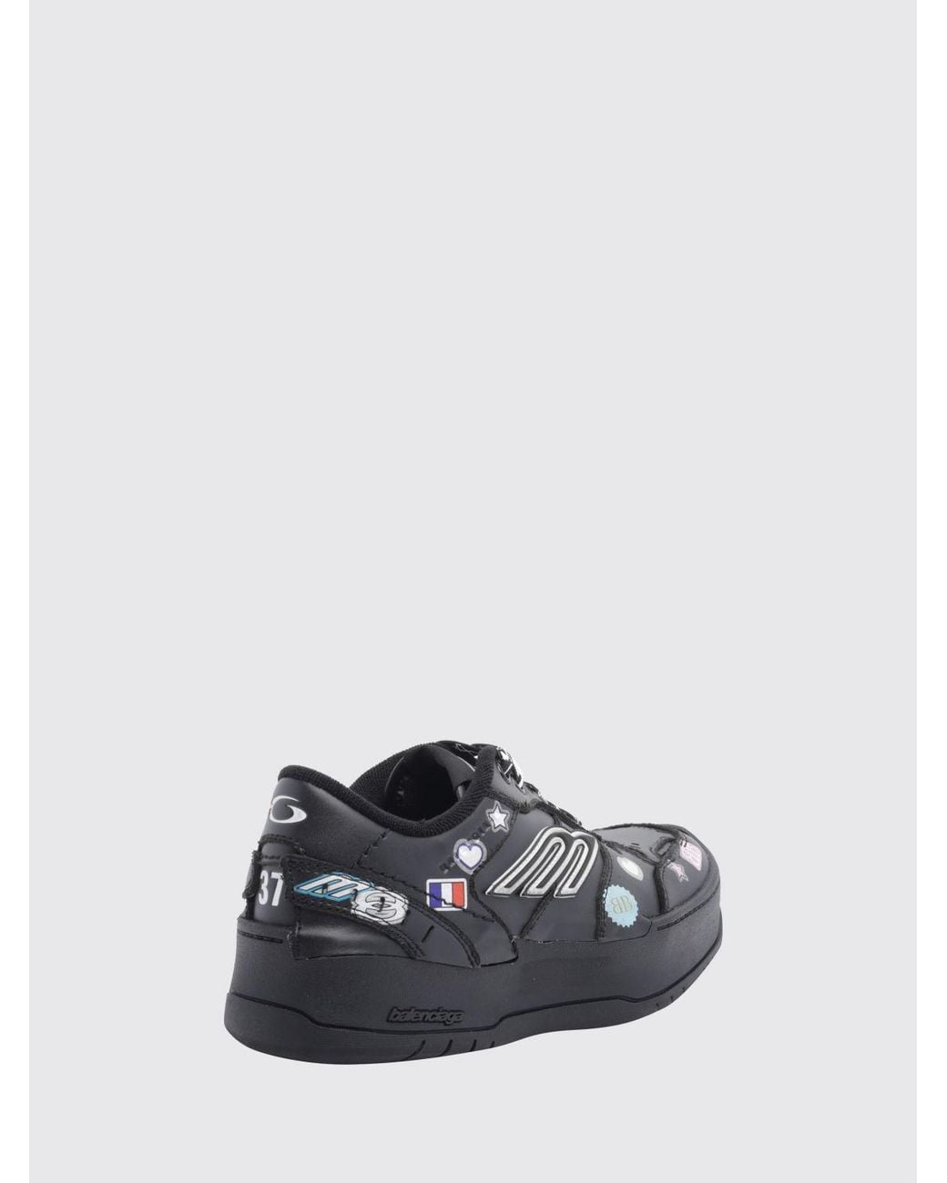 Balenciaga White Hamptons Trainers With Printed Monogram And Platform Sole