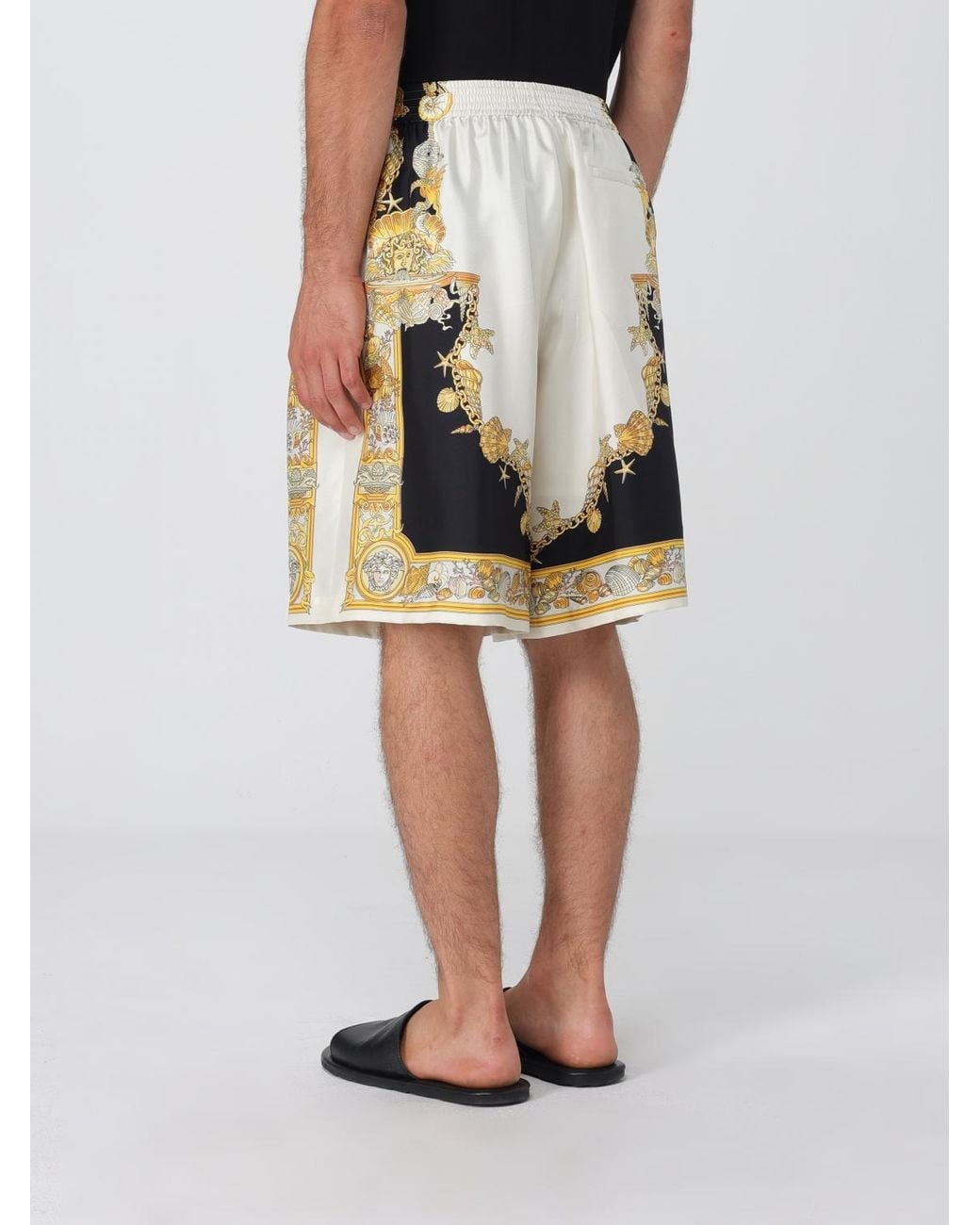 Versace Multicolor Coral Theatre Silk Shorts for men