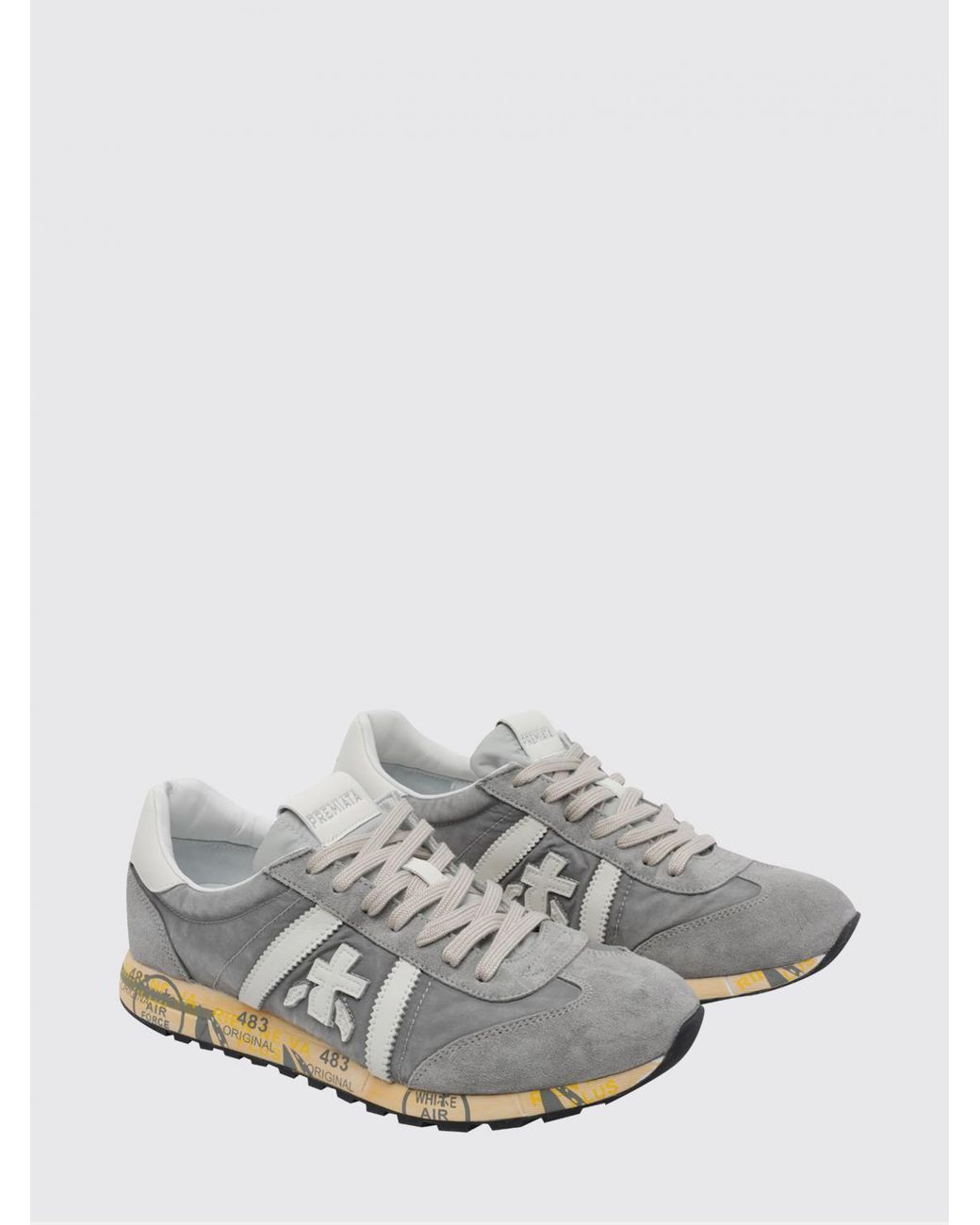 Premiata White Lucy Baumwoll-Twill- Und Nylon-Sneakers