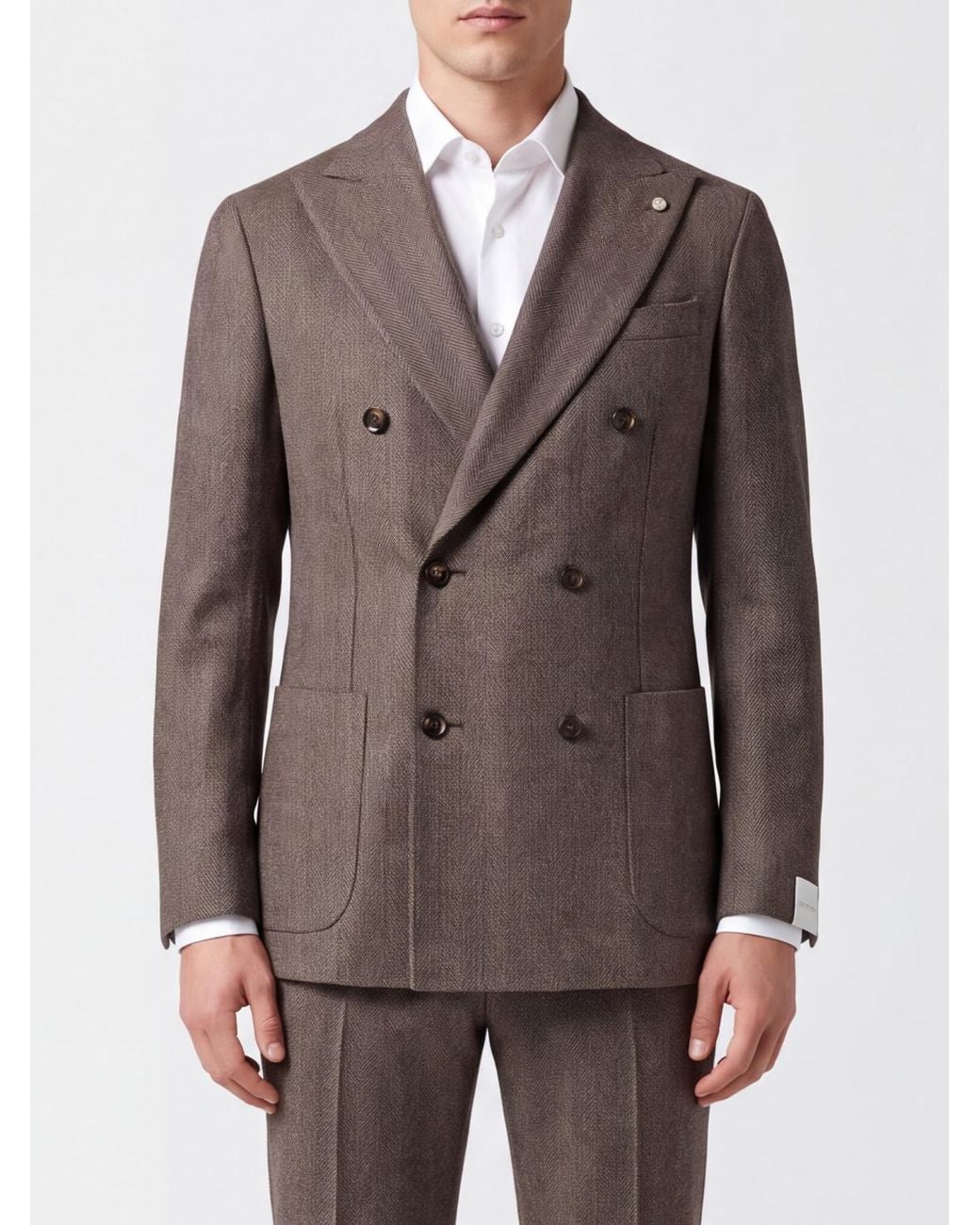 Luigi Bianchi Brown Double-Breasted Blazer With Peak Lapels for men