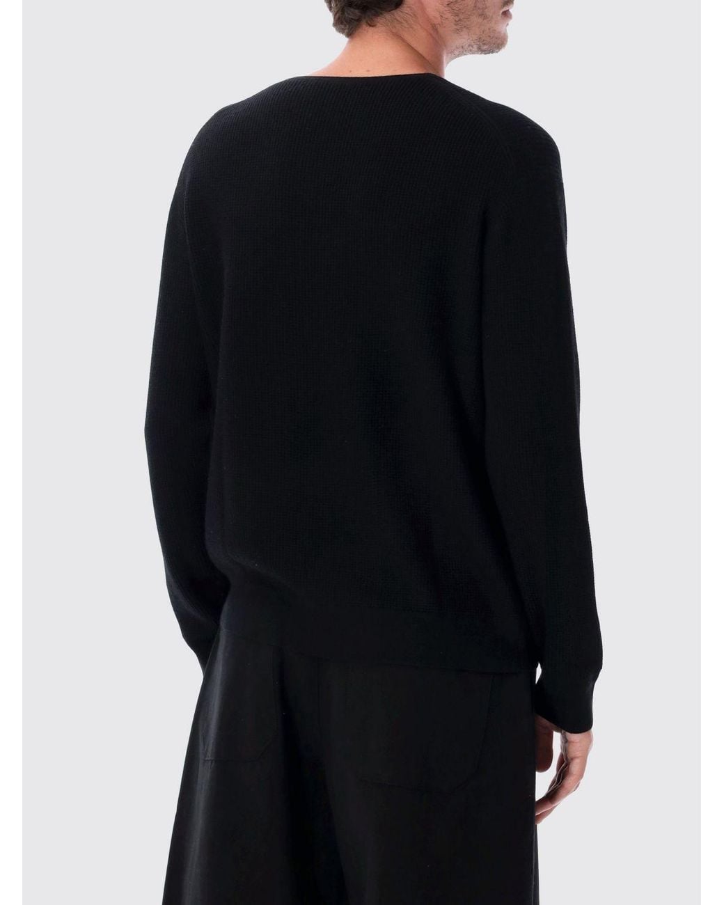 Studio Nicholson Black Extrafine Merino Wool And Cashmere Crewneck Jumper for men