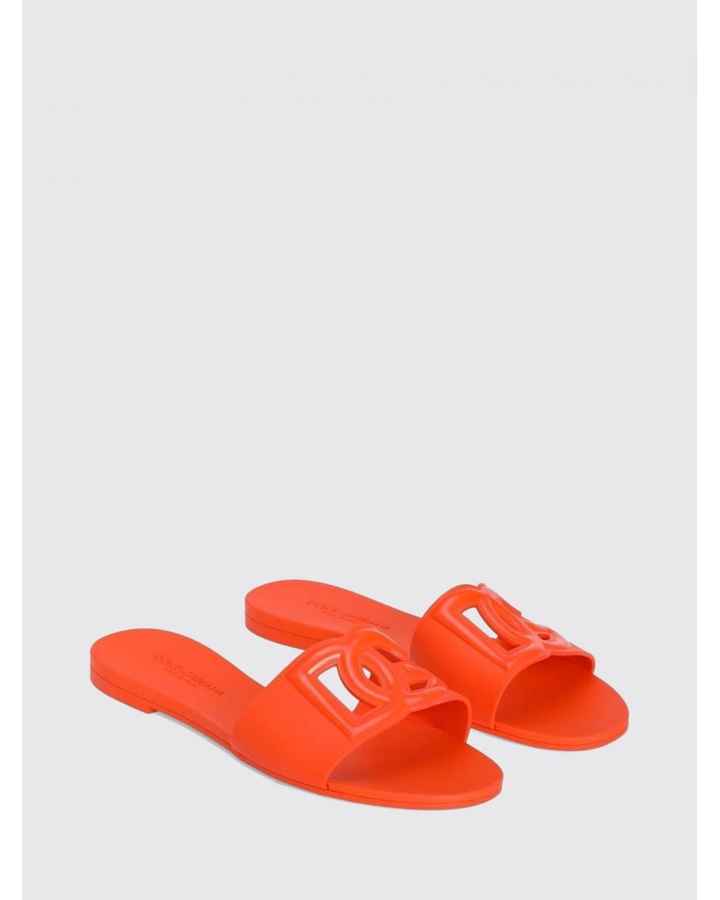 Dolce & Gabbana Red Dolce &Amp Gabbana Engraved Logo Rubber Slide Sandals