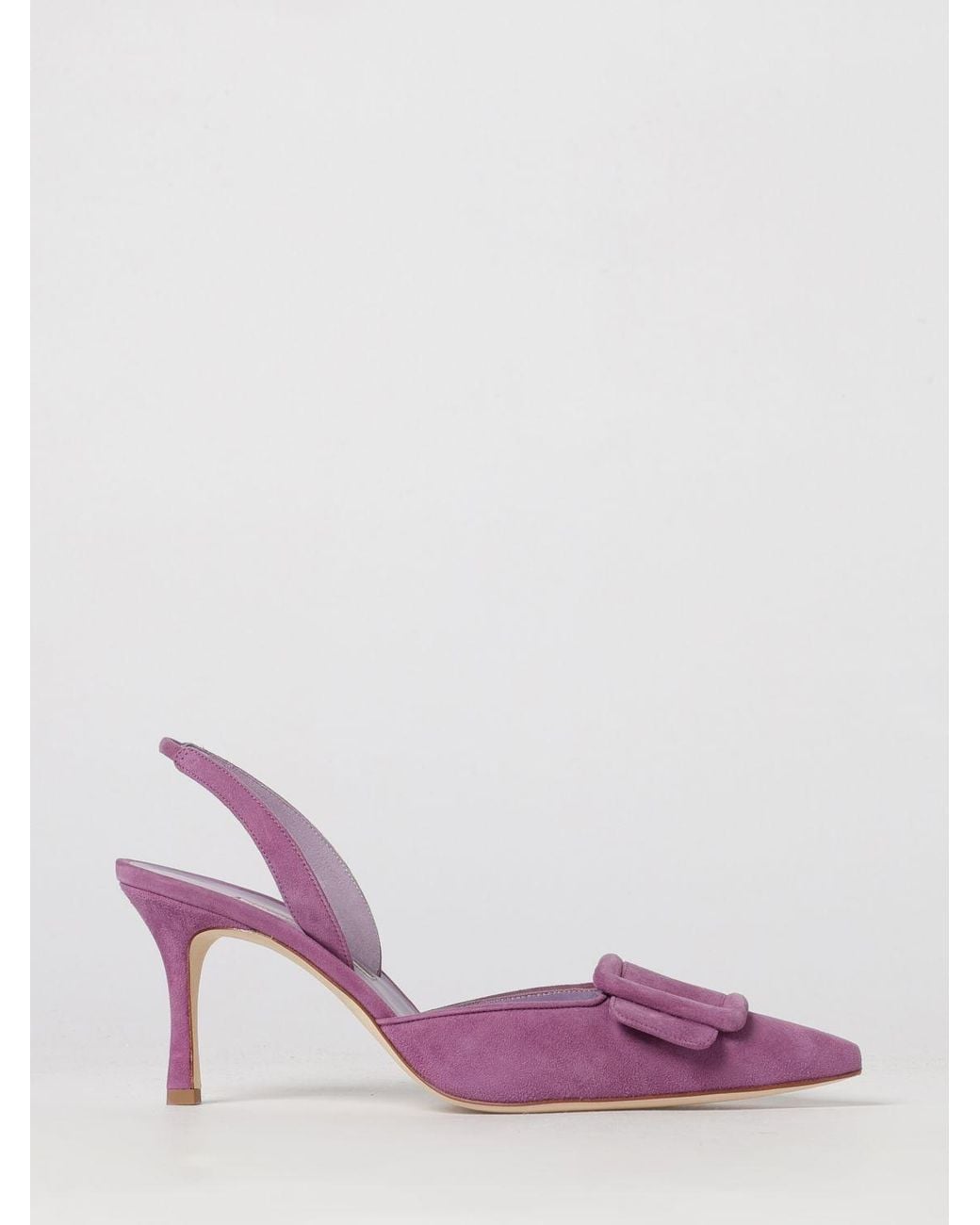 Manolo Blahnik Pink Maysli Suede Slingback Pumps With Mid Heel